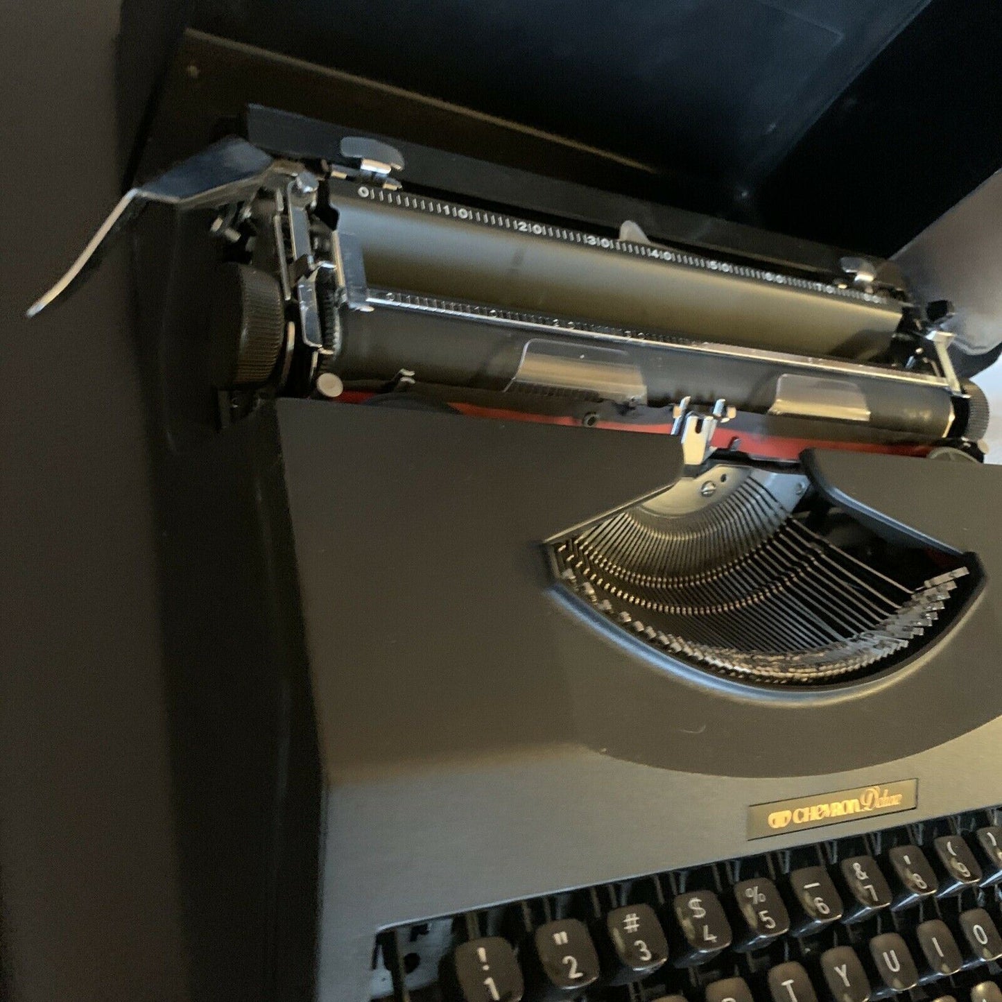 Vintage Chevron Deluxe Typewriter with Case - Portable Typewriter