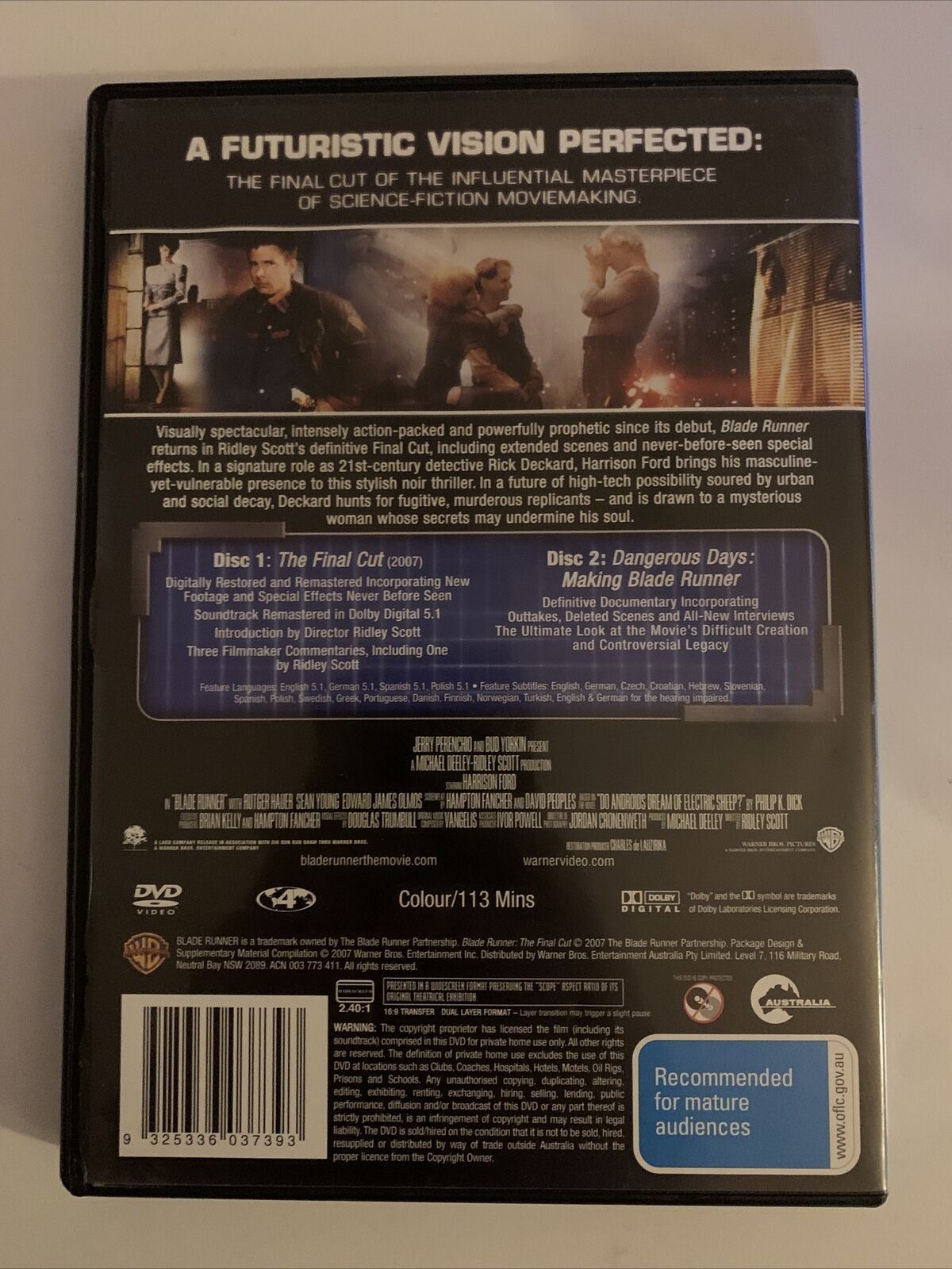 Blade Runner - The Final Cut Special Edition (DVD, 1982, 2-Disc) Region 4&2