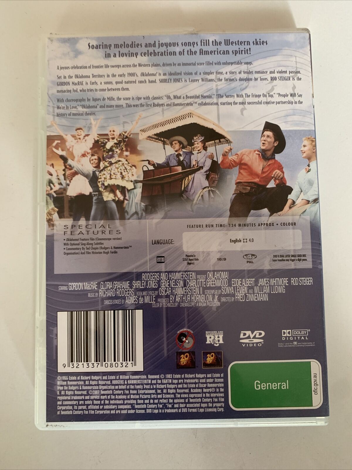 Oklahoma! (DVD, 1955) Gordon MacRae, Gloria Grahame, Gene Nelson. Region 4