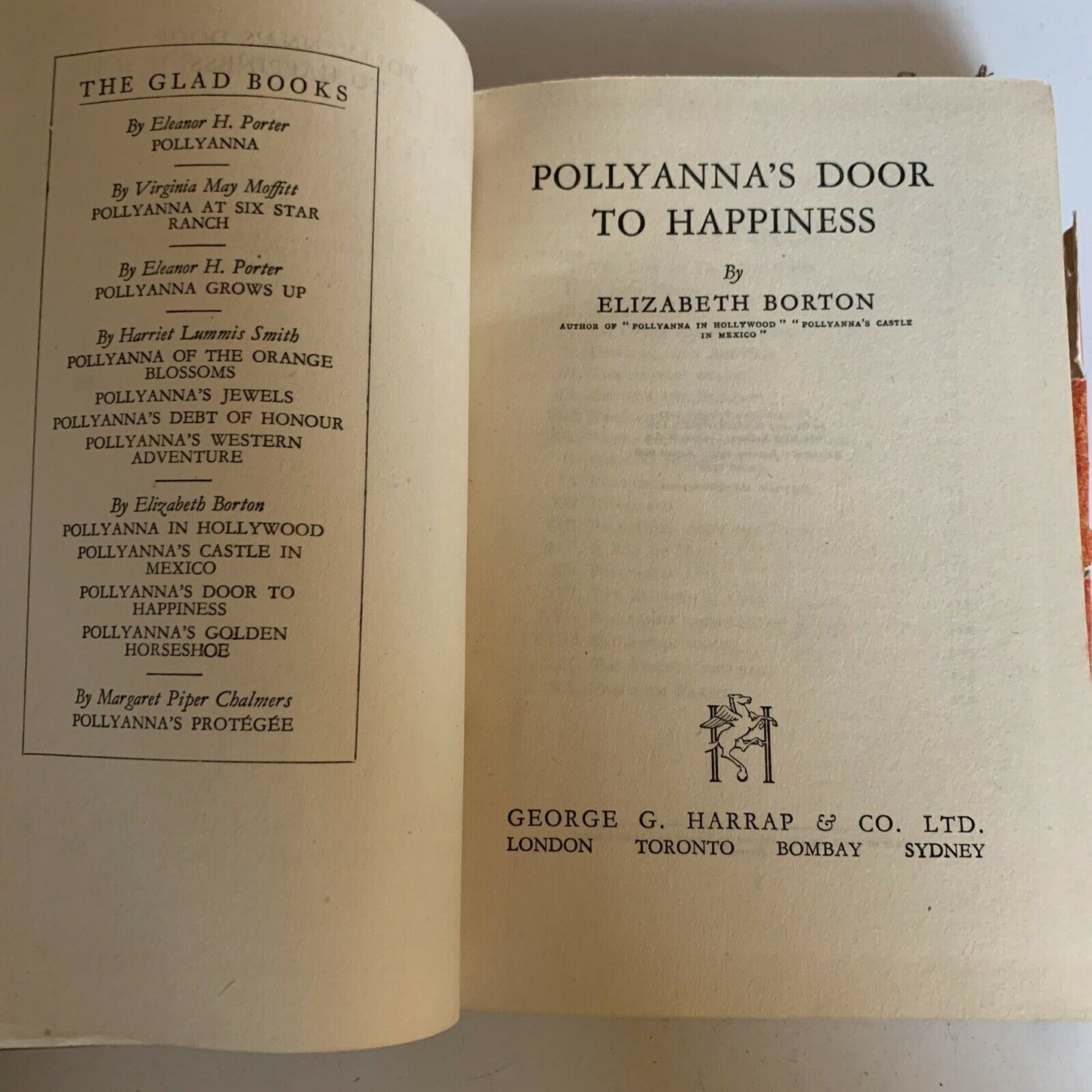 Pollyanna's Door To Happiness - Elizabeth Borton 1949 Hardcover