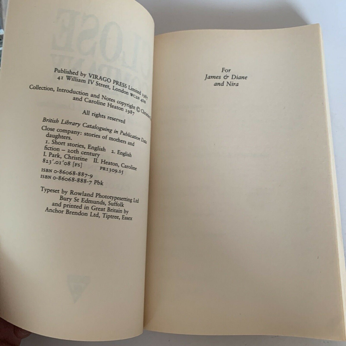 Close Company: Stories of Mothers and Daughters by Park C & Heaton C 1987