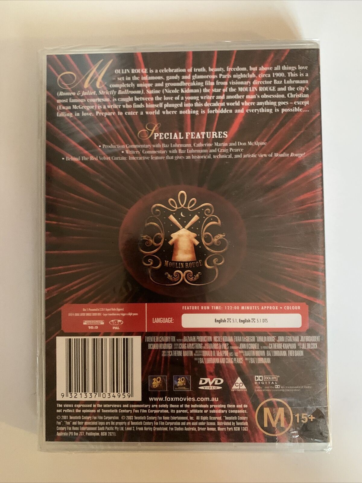 *New Sealed* Moulin Rouge (DVD, 2001) Nicole Kidman, Ewan McGregor. Region 4