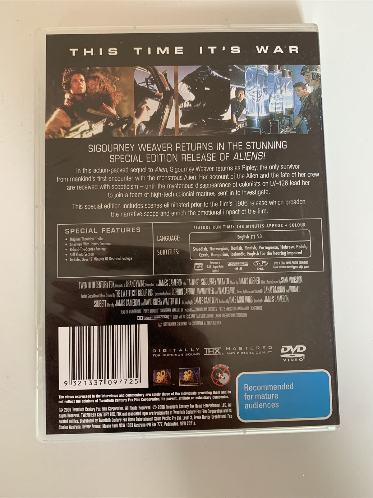 Alien & Aliens 1 & 2 (DVD, 1979 & 1986) Sigourney Weaver, Michael Bien. Region 4