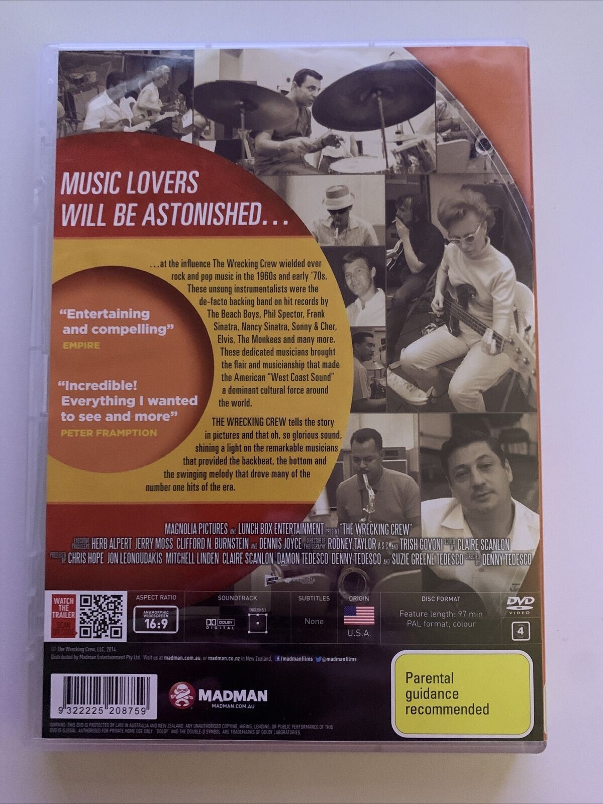 The Wrecking Crew (DVD, 2008) Beach Boys, Cher, Sinatra, Dean Martin. Region 4