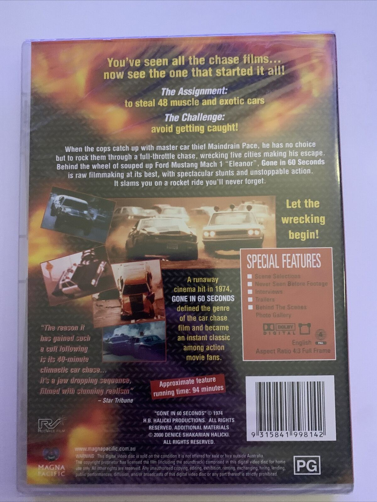 Gone In 60 Seconds (DVD, 1974) H.B. Halicki, Marion Busia. Region 4