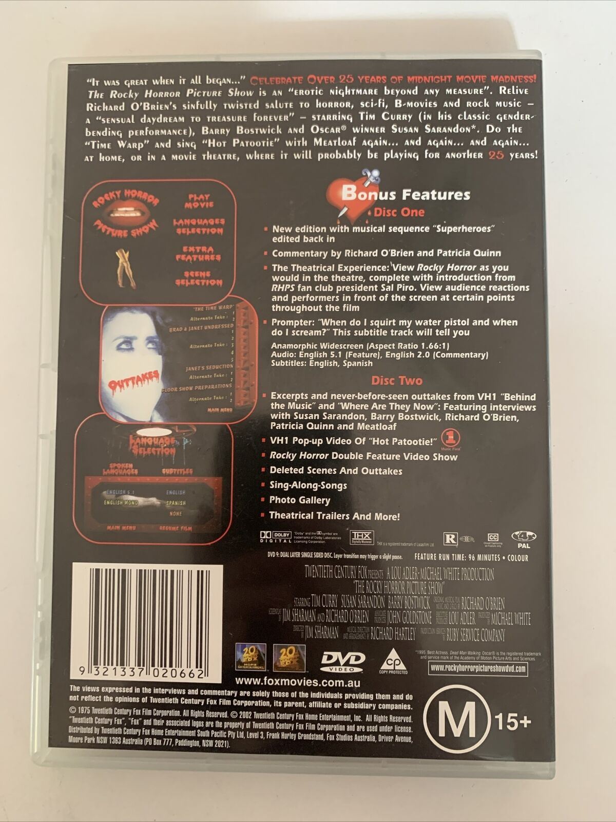 The Rocky Horror Picture Show (DVD, 1975, 2-Disc Set) Region 4&2