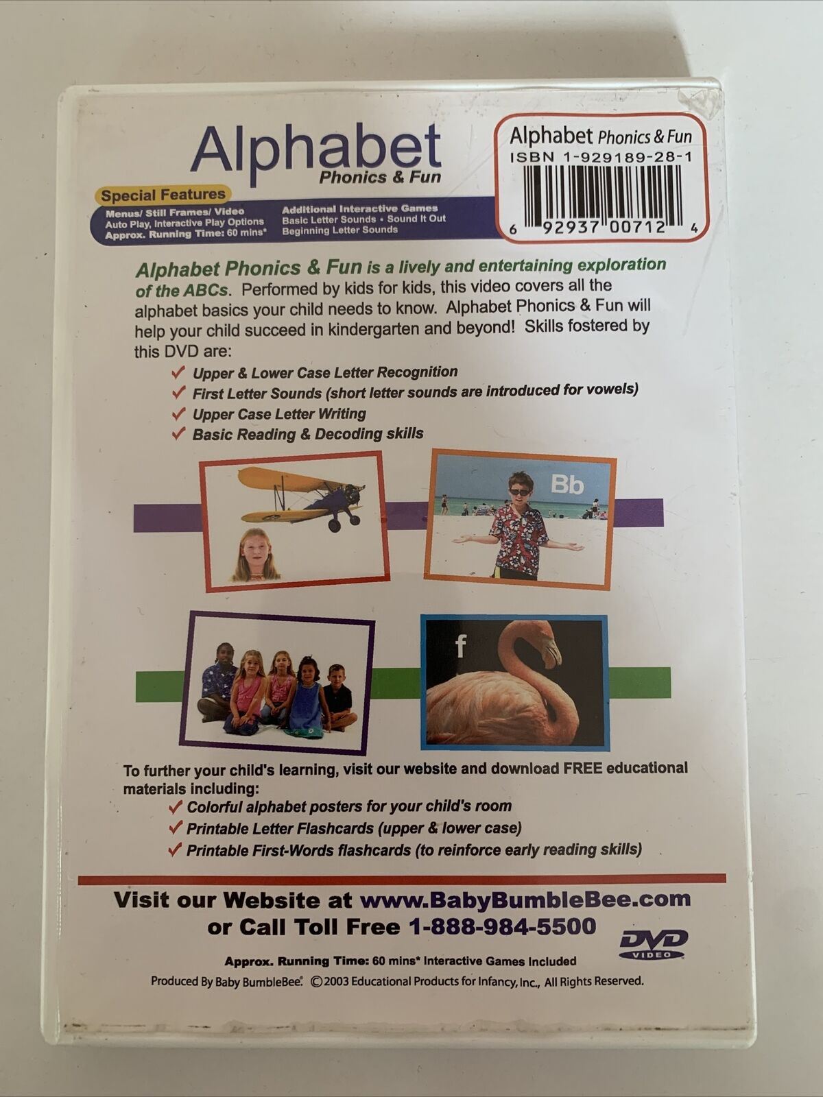 BumbleBee Kids: Alphabet Phonics & Fun – DVD Vocabulary Builder Math Counting