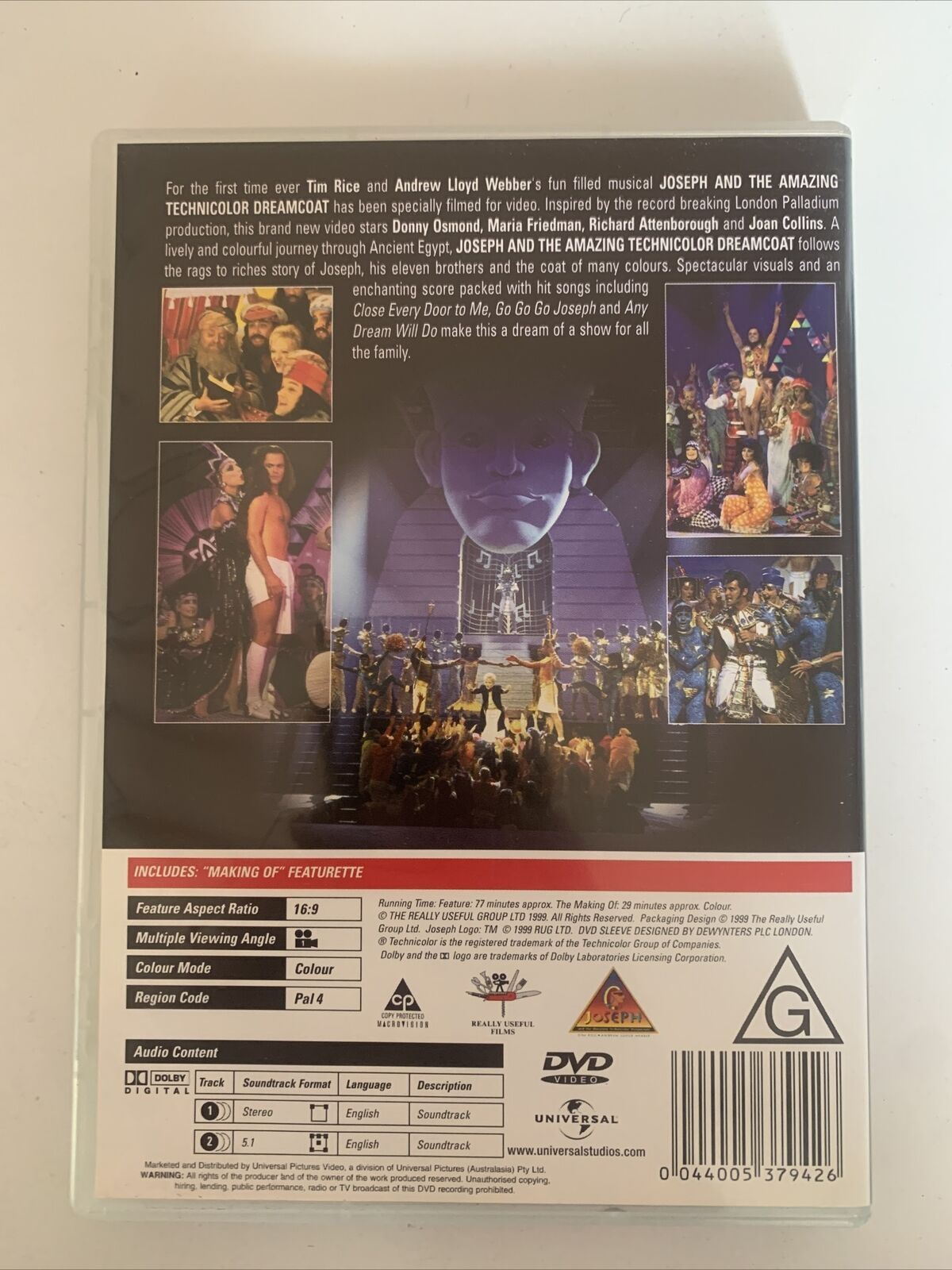 Joseph And The Amazing Technicolor Dreamcoat (DVD, 1999) Region 4&2