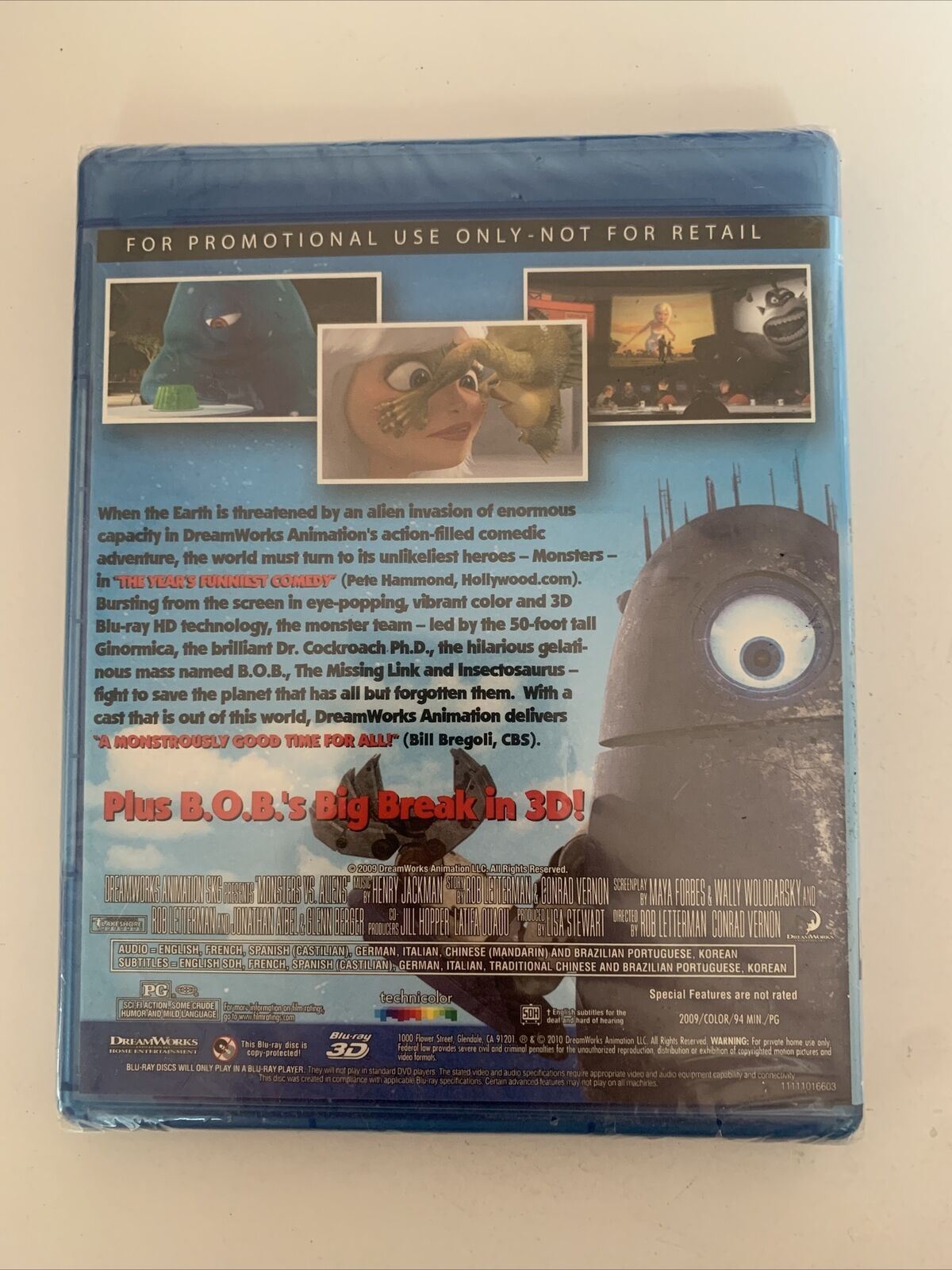 *New Sealed* Monsters Vs Aliens 3D (Blu-ray 3D, 2009) Reese Witherspoon