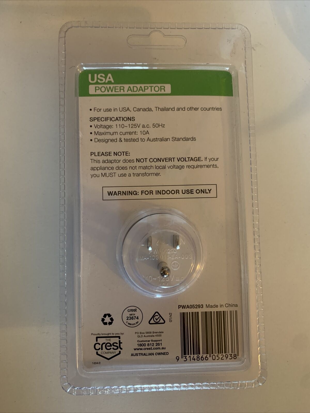 CREST USA Travel Power Adapter