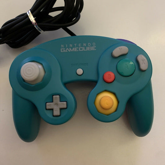 Genuine Nintendo GameCube Controller Emerald Blue DOL-003 Rare! Clean & Tested