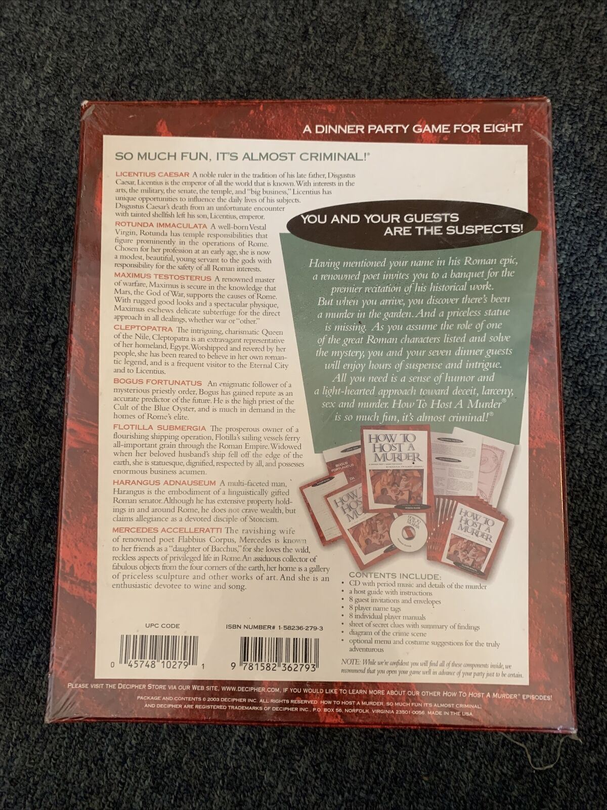 *New Sealed* Roman Ruins - How To Host A Murder A Dinner Party Game For Eight