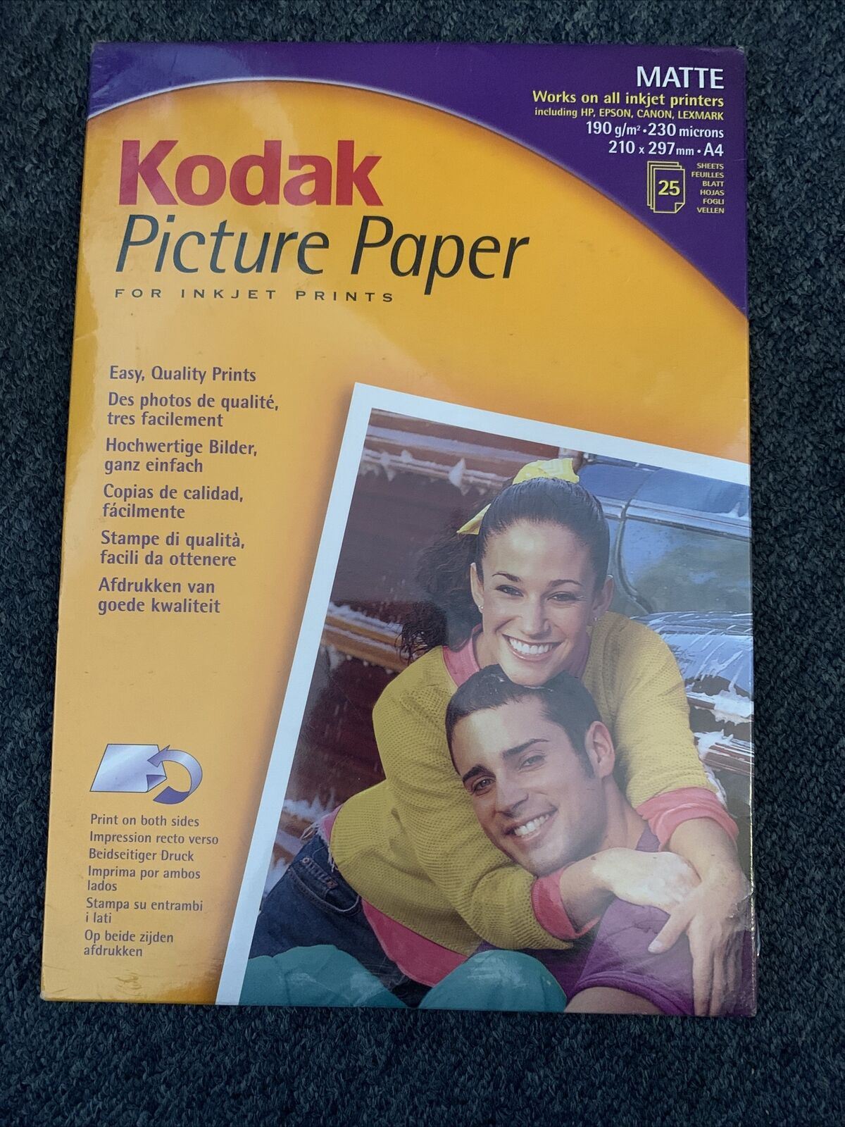 Kodak Inkjet Prints Picture Paper 25 Sheets Matte A4 210x297mm 230 microns New