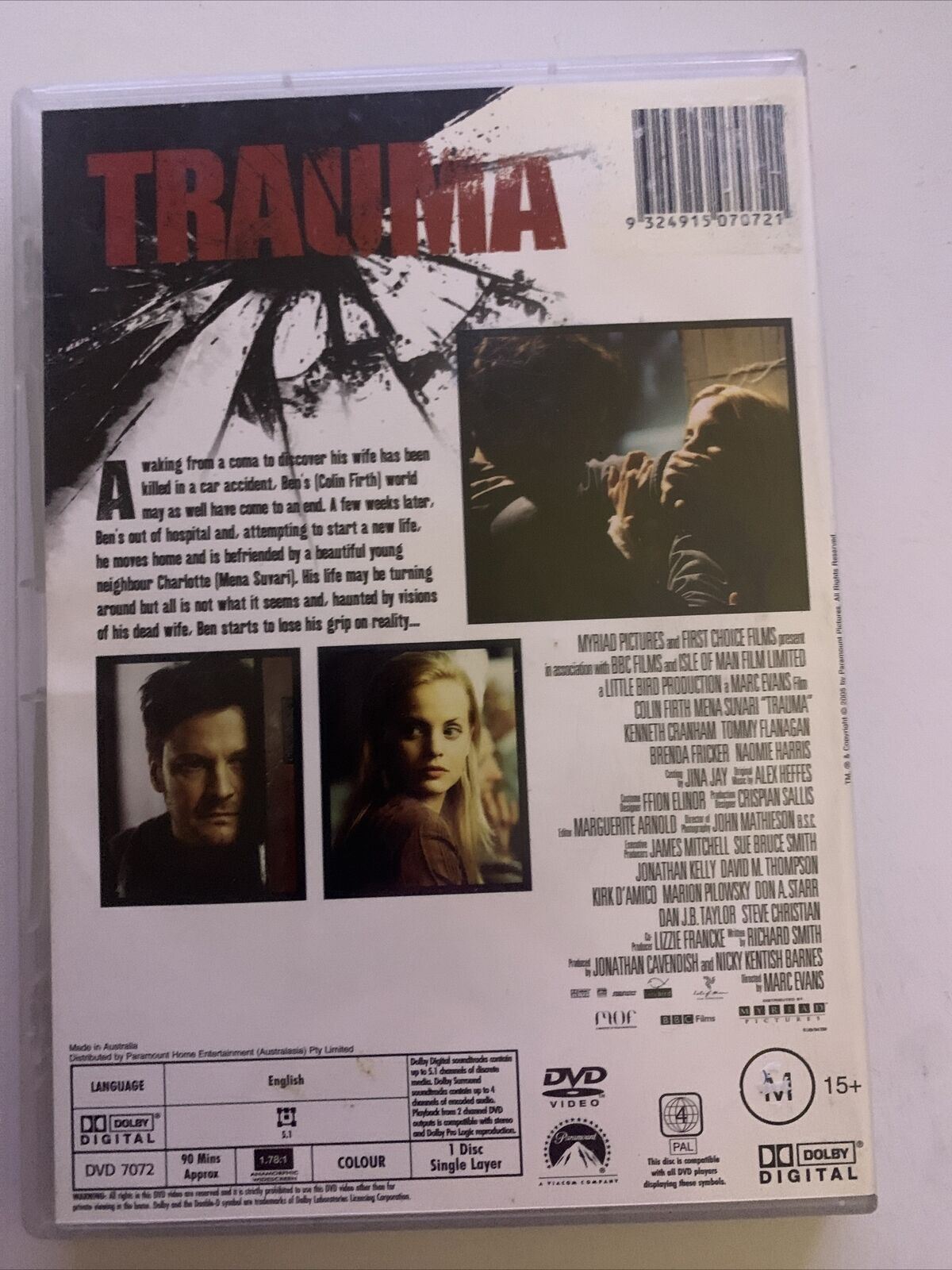 Trauma (DVD, 2004) Colin Firth, Naomie Harris, Mena Suvari. Region 4