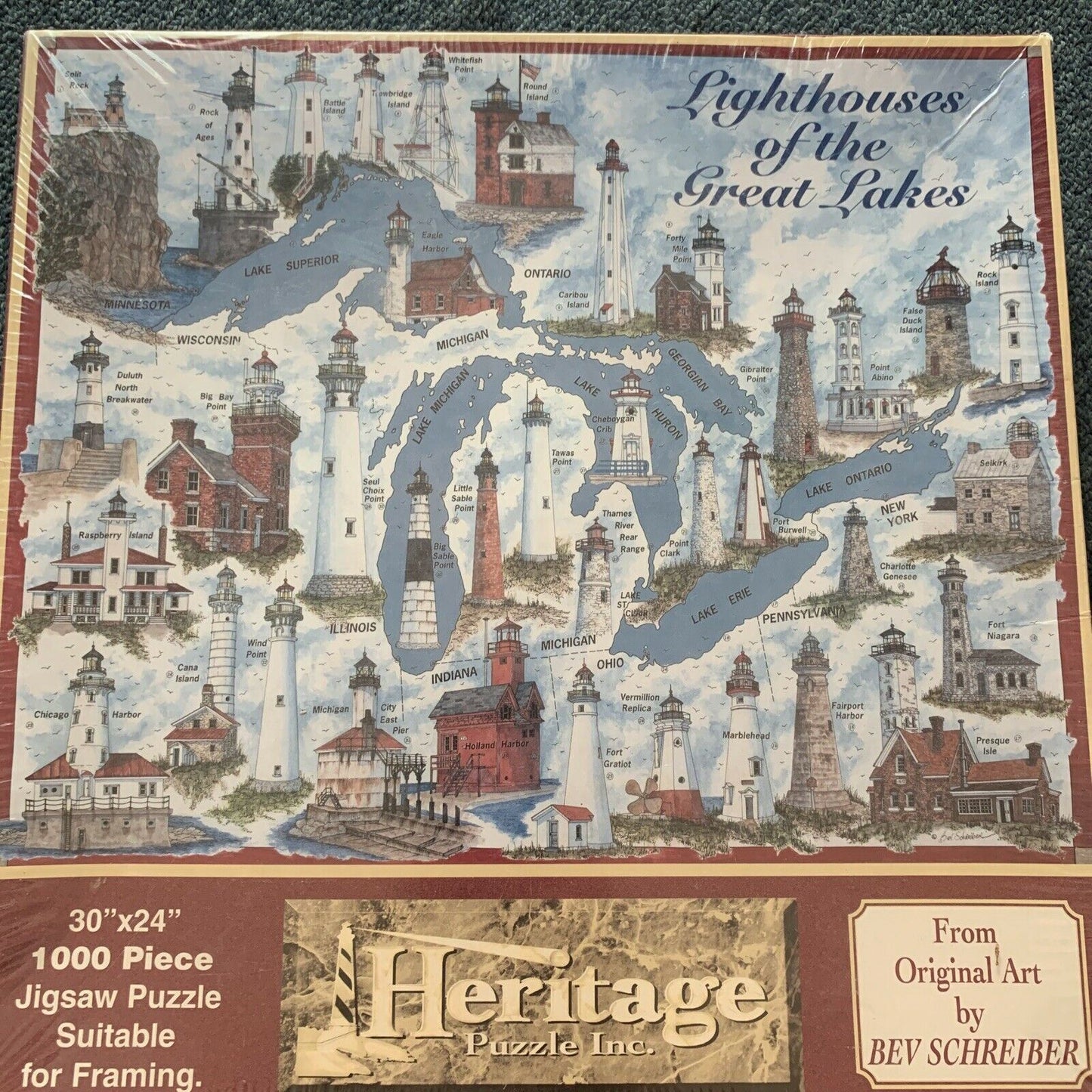 *New Sealed* Lighthouses Of The Great Lakes 1000 Piece Jigsaw Puzzle 76x51cm