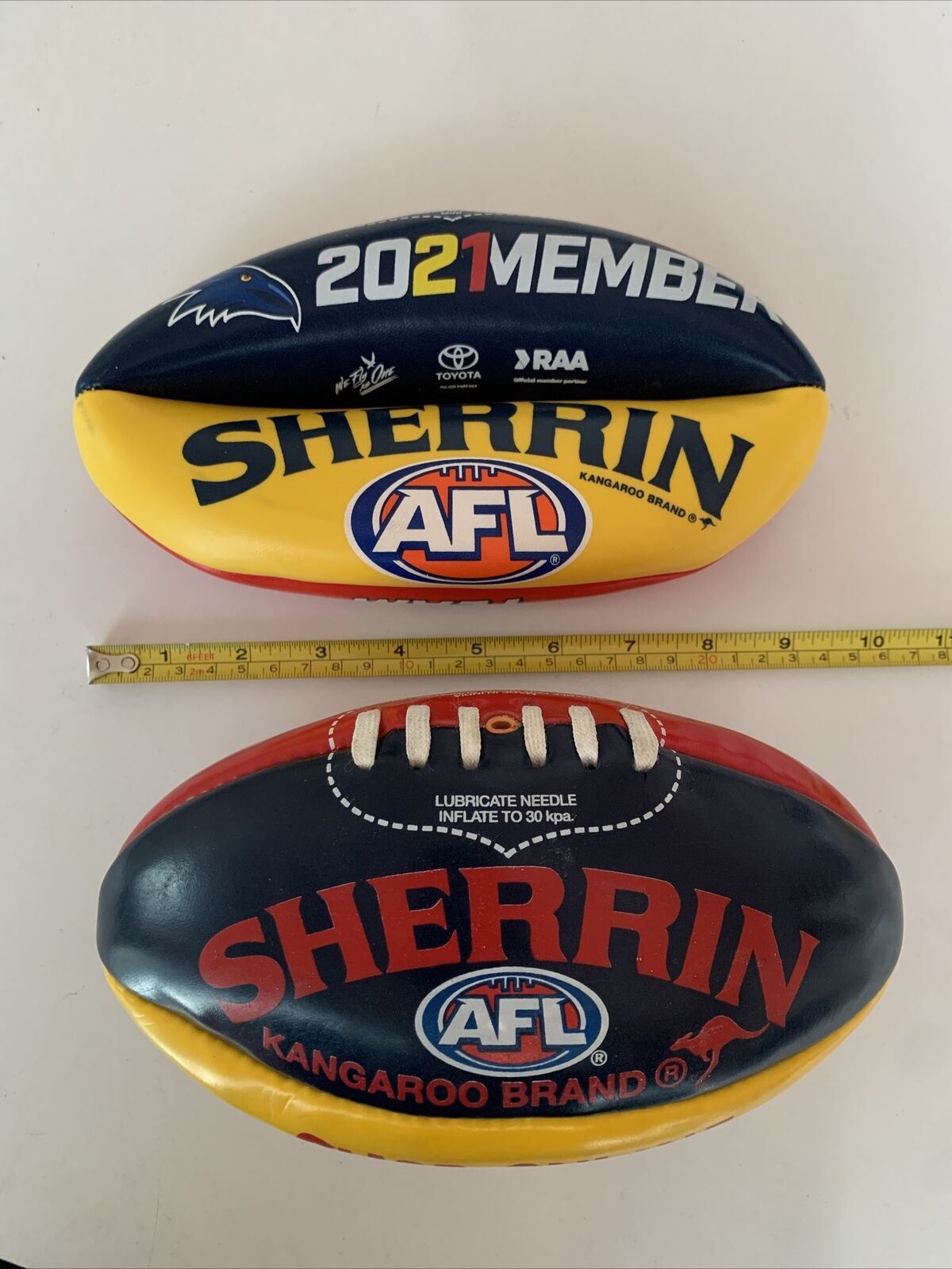 2x lot Official Adelaide Crows Sherrin Football Size 3 Footy