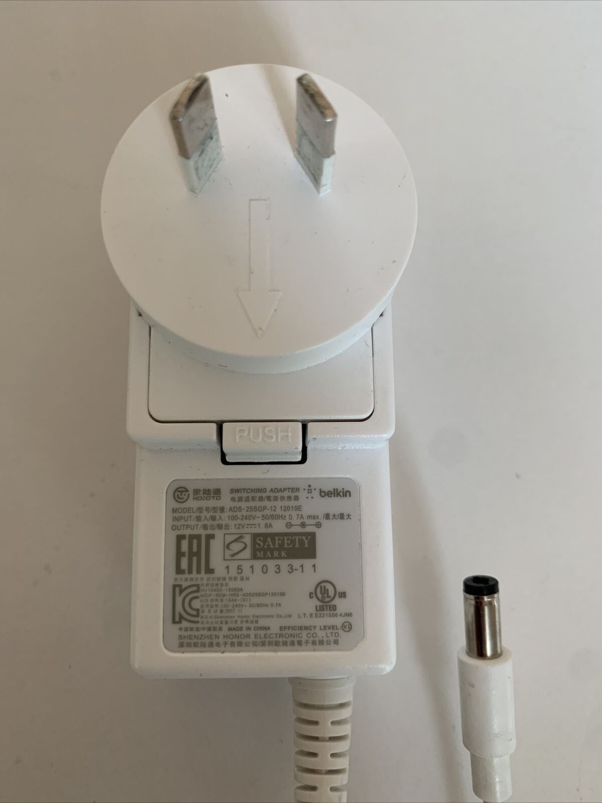 Genuine Belkin Switching Adapter ADS-25SGP-12 12V 1.6A