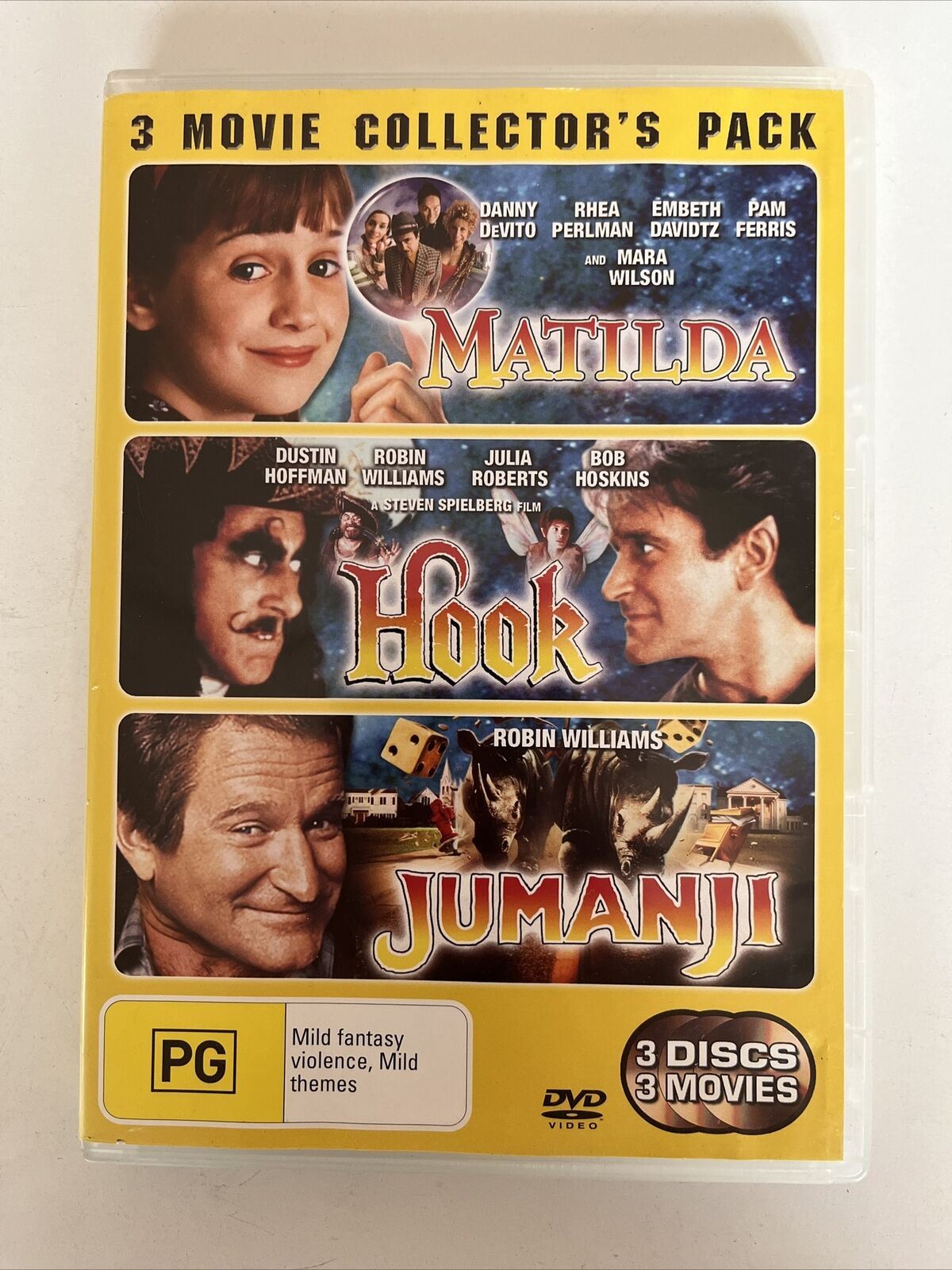 Matilda / Hook / Jumanji (DVD, 3-Disc Set) Robin Williams, Danny