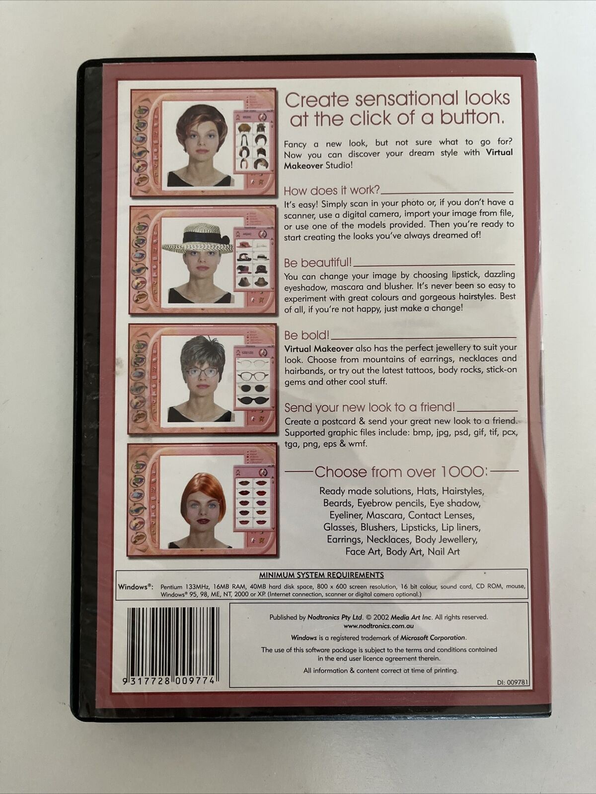 Virtual Makeover Your Face - PC Windows Software CD ROM