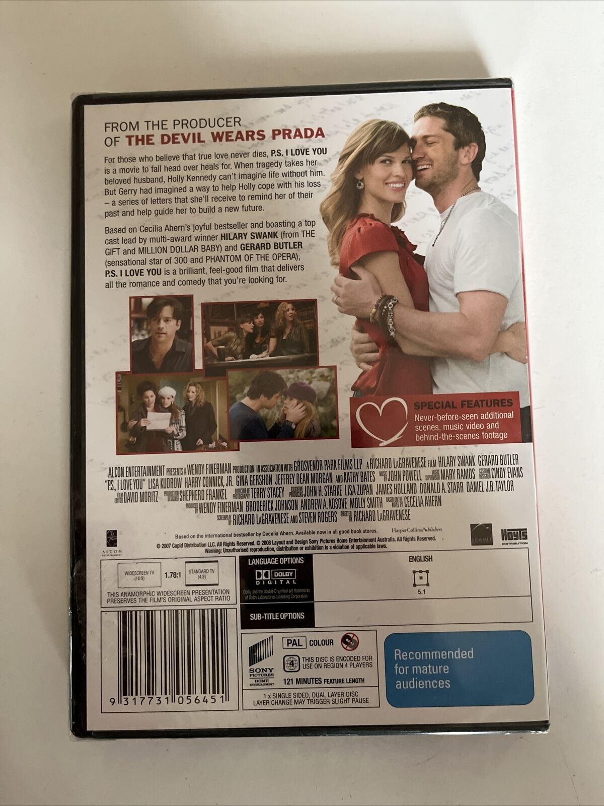 P.S I Love You (DVD, 2007) Hilary Swank, Gerard Butler, Lisa Kudrow. Region 4