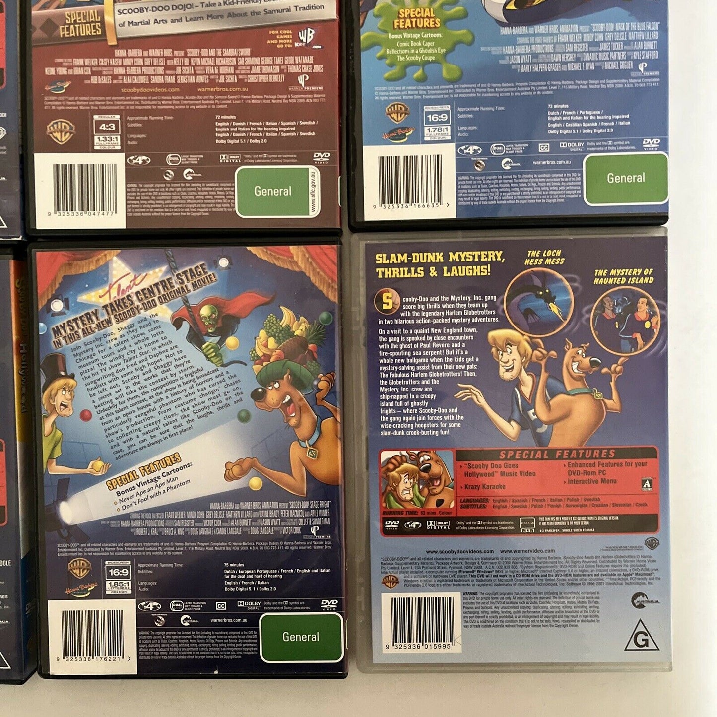 6x Lot Scooby-Doo DVD Movies: Harlem Globtrotters, Samuari Sword, Witches