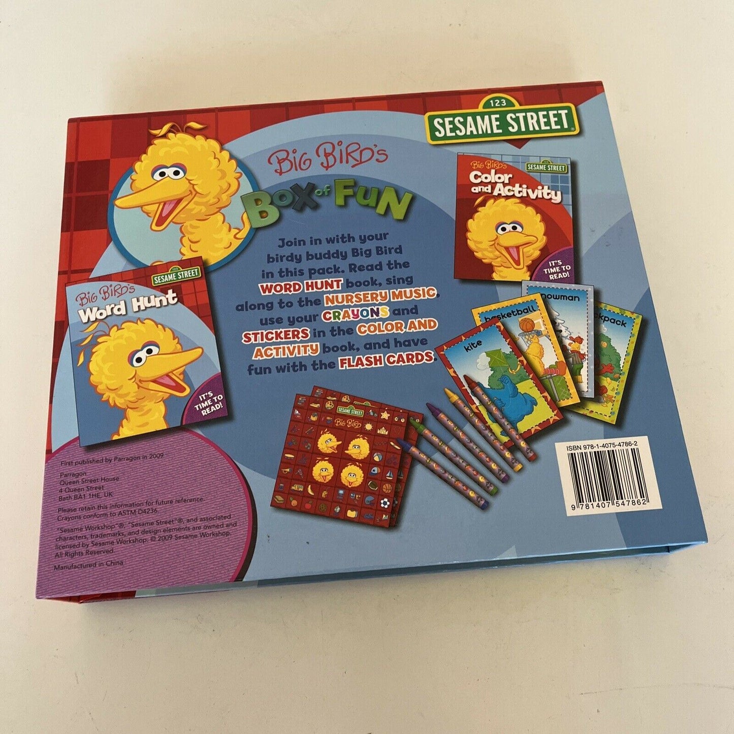 Sesame Street Big Bird's Box Of Fun Word Hunt - CD, Crayons, Cards, 100 Stickers