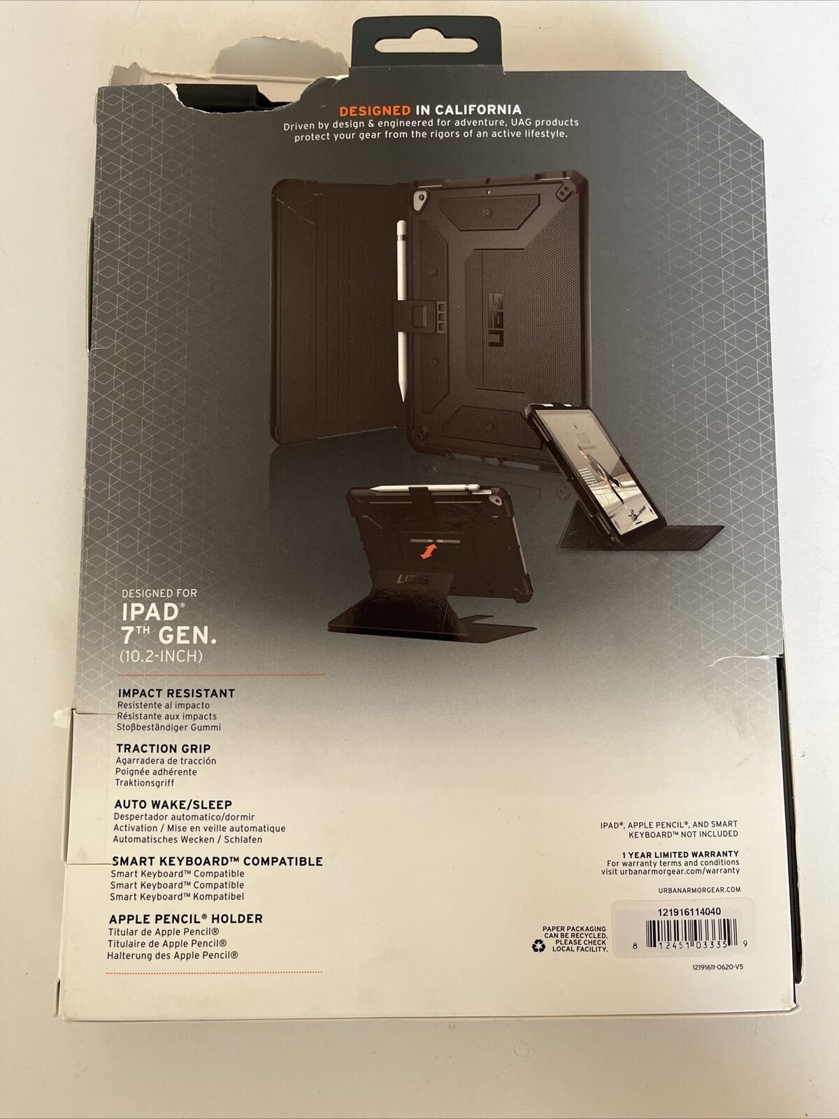 iPad 10.2-INCH (9/8/7th Gen) UAG Metropolis Folio Rugged Heavy Duty Case - Black