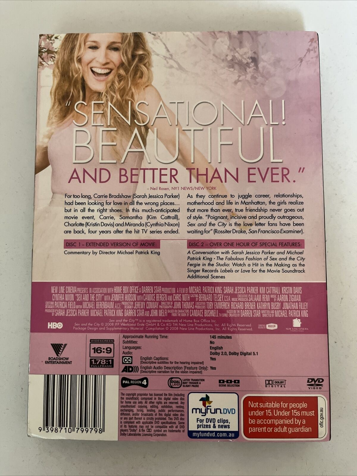 Sex and the City - The Movie (Extended Cut) (DVD, 2008, 2-Disc Set) Region 4