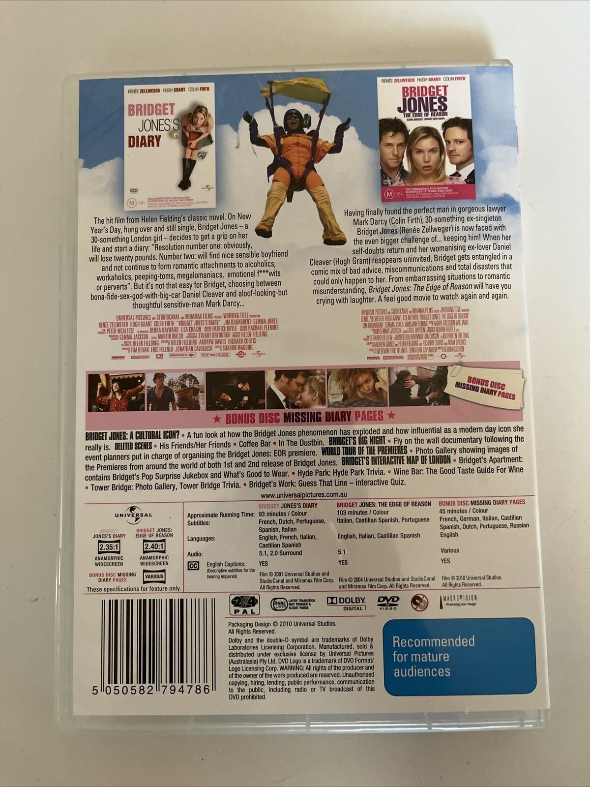 Bridget Jones's Diary / Bridget Jones: The Edge Of Reason (DVD, 3-Disc) Region 4