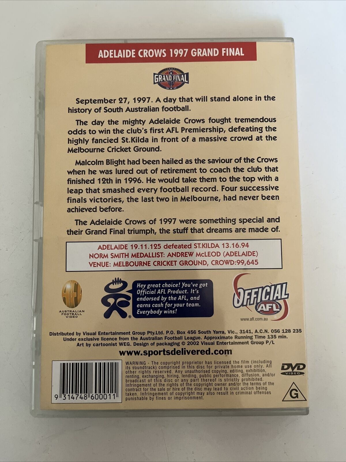 AFL Premiers 1997 Adelaide Crows Grand Final (DVD) All Regions
