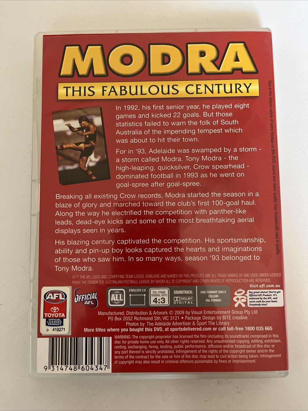 AFL - Tony Modra: This Fabulous Century (DVD, 2009) Region Free