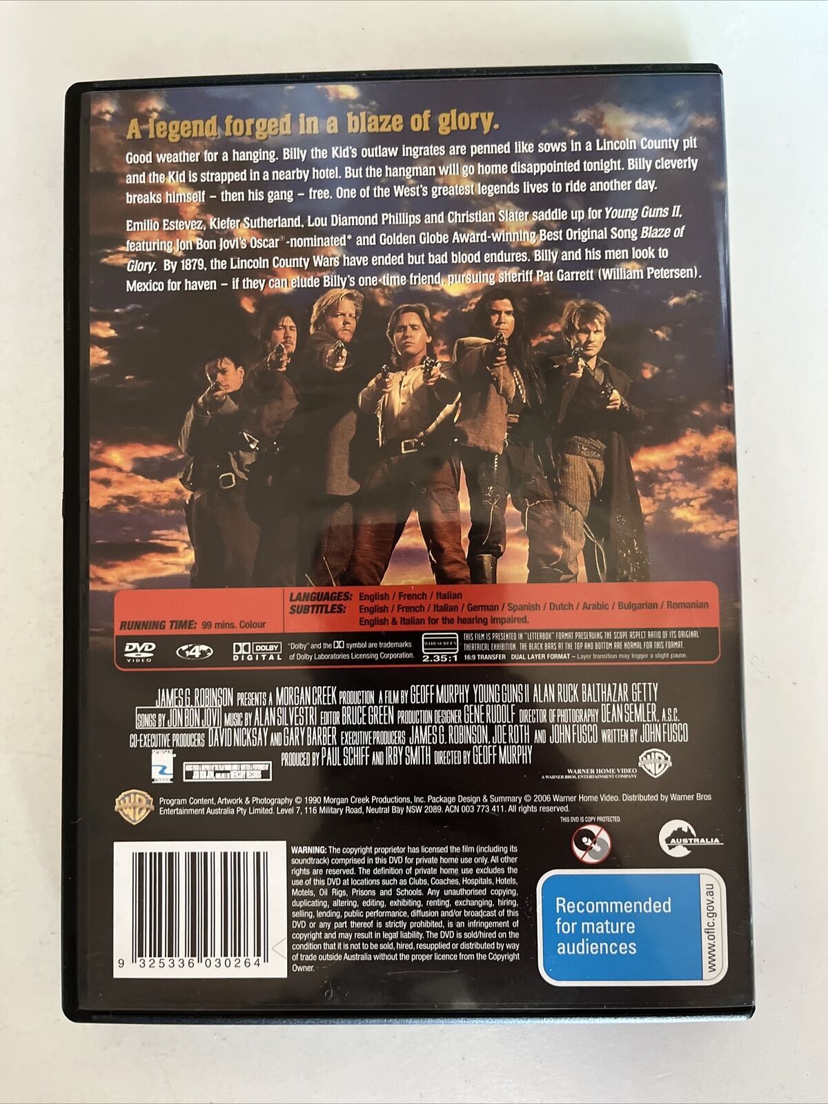 Young Guns 1 & 2 (DVD) Emilio Estevez, Kiefer Sutherland, Christian Slater
