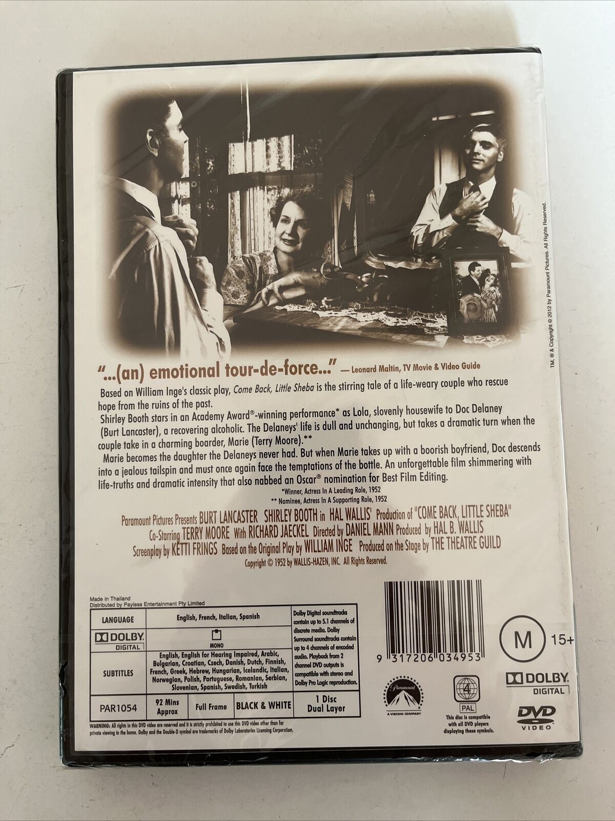 *New Sealed* Come Back, Little Sheba (DVD, 1952) Burt Lancaster, Shirley Booth