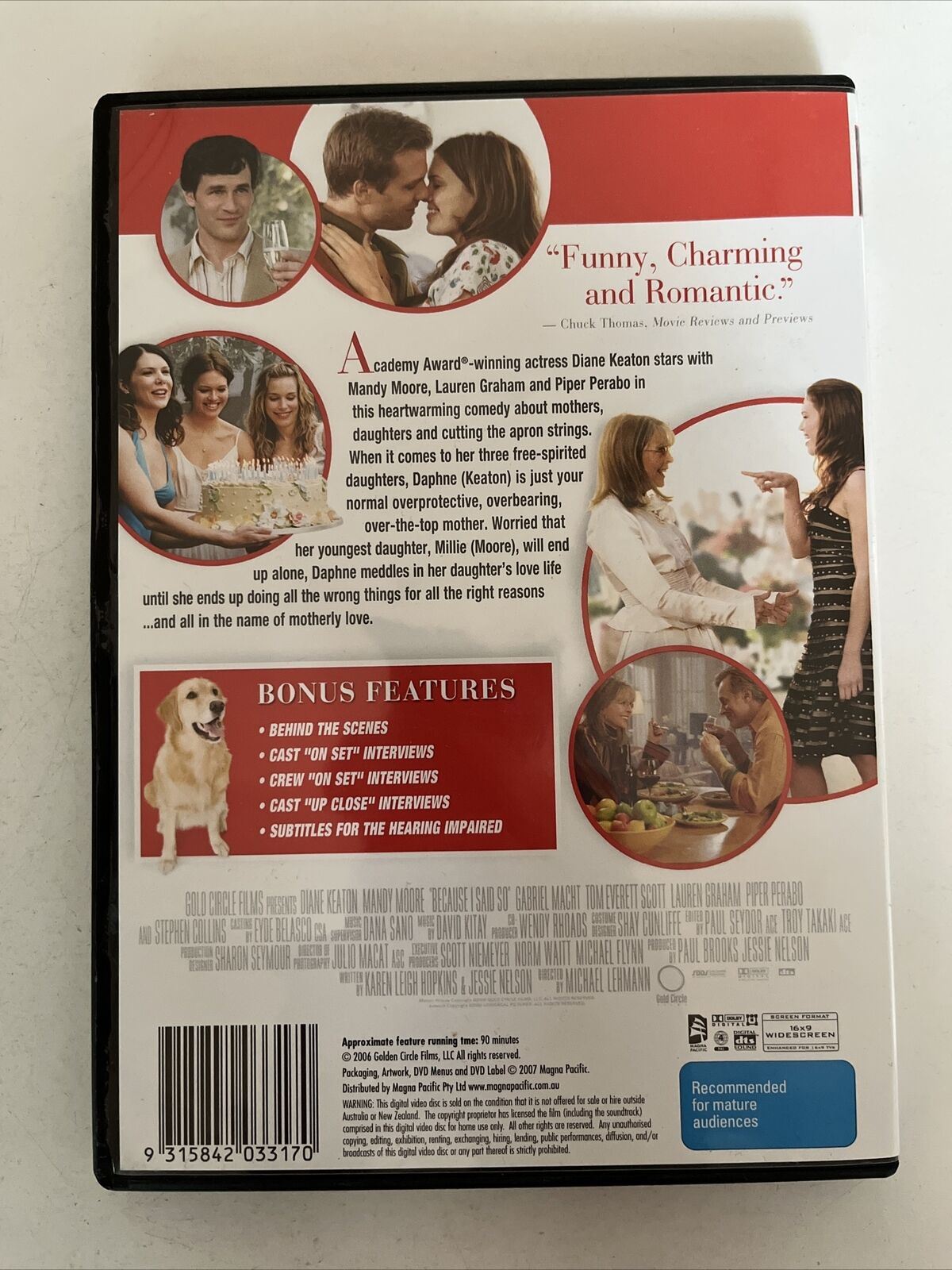 Because I Said So (DVD, 2007) Diane Keaton, Mandy Moore, Comedy Romance Region 4