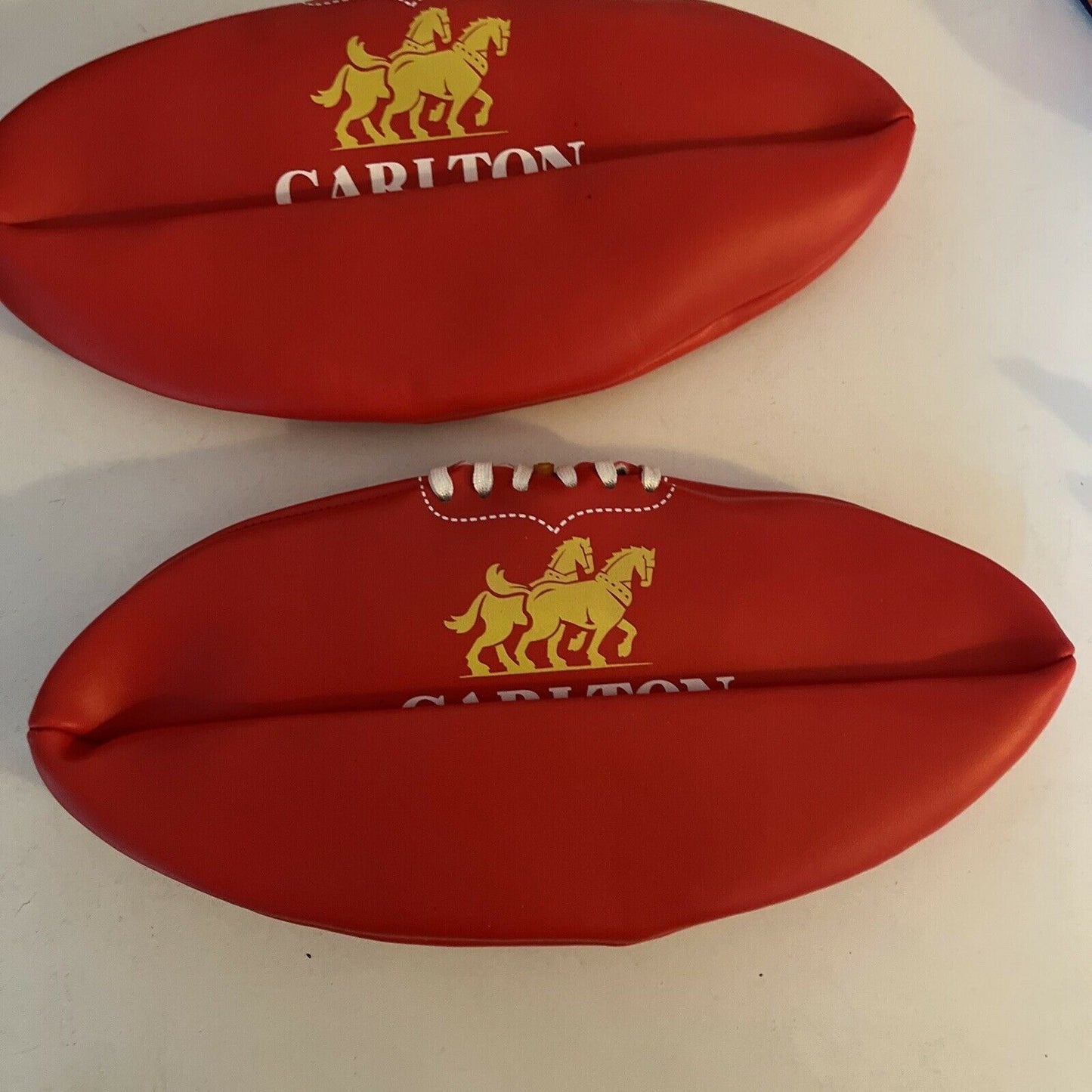 2x Carlton Football Size 5 Full Length Ball PVC