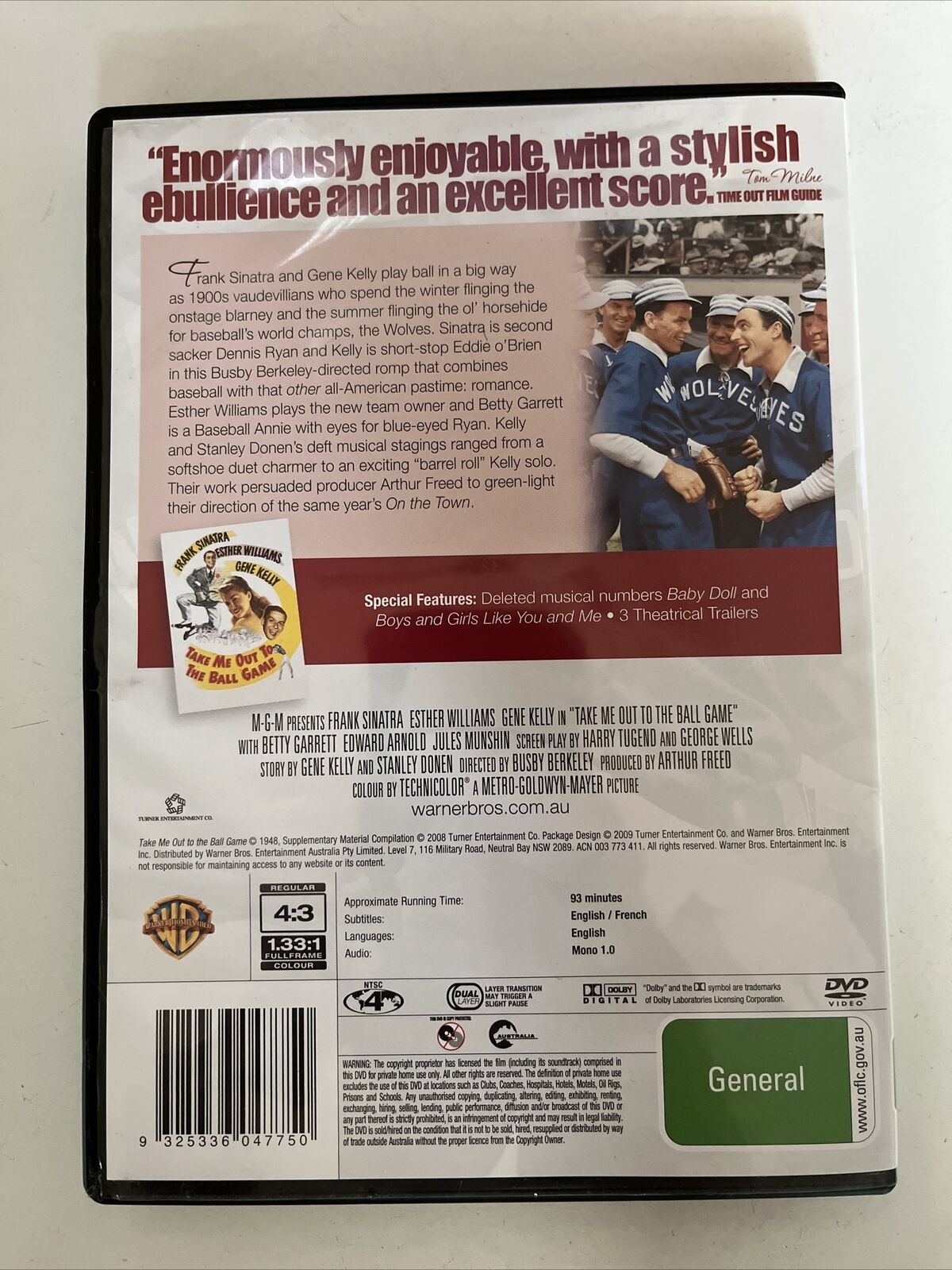 Take Me Out To The Ball Game (DVD, 1949) Frank Sinatra, Gene Kelly. Region 4
