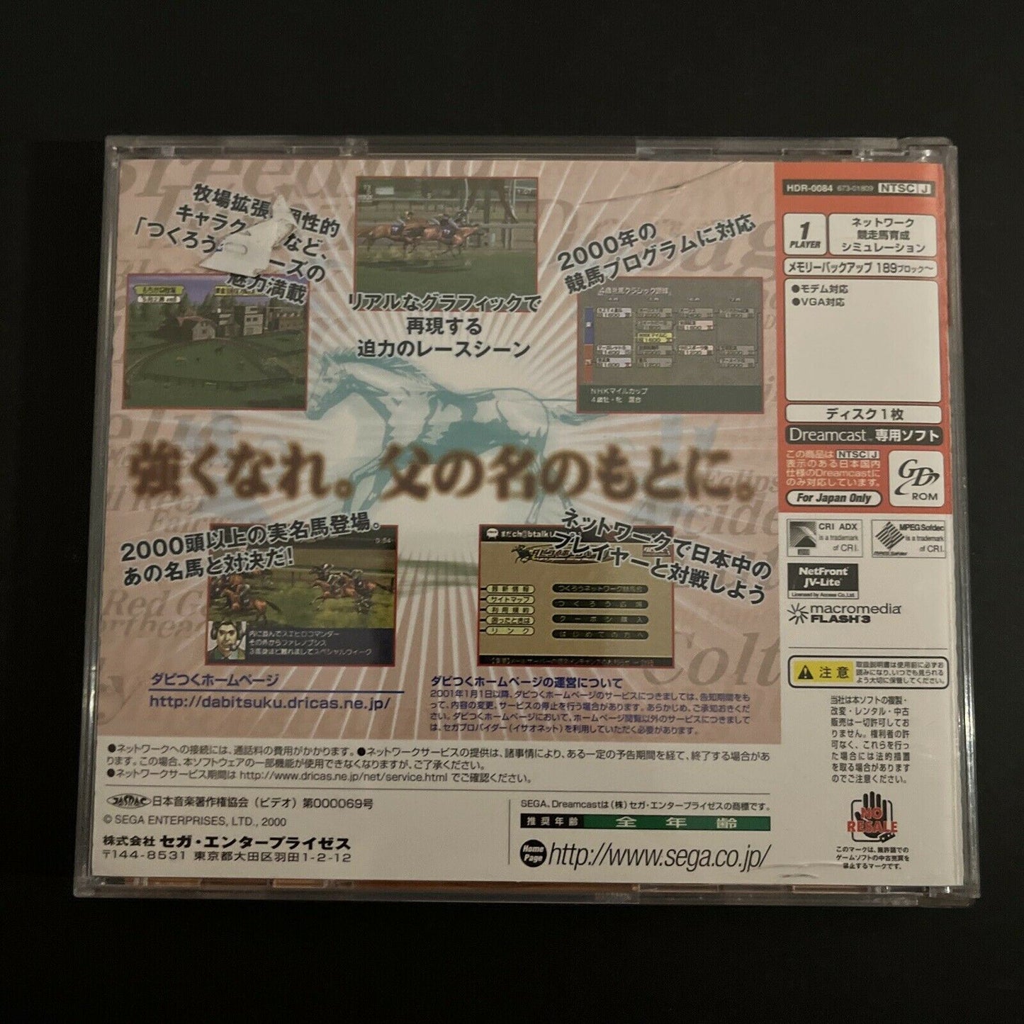 Derby Tsuku - Sega Dreamcast NTSC-J Japan Horse Racing Game