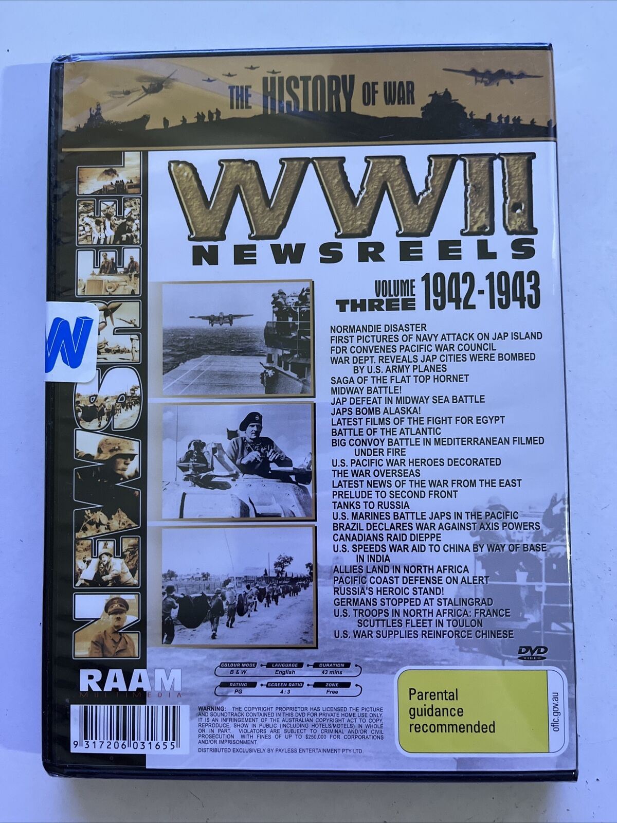 *New Sealed* WWII News Reels 1942 - 1943 Volume 3 DVD The History Of War