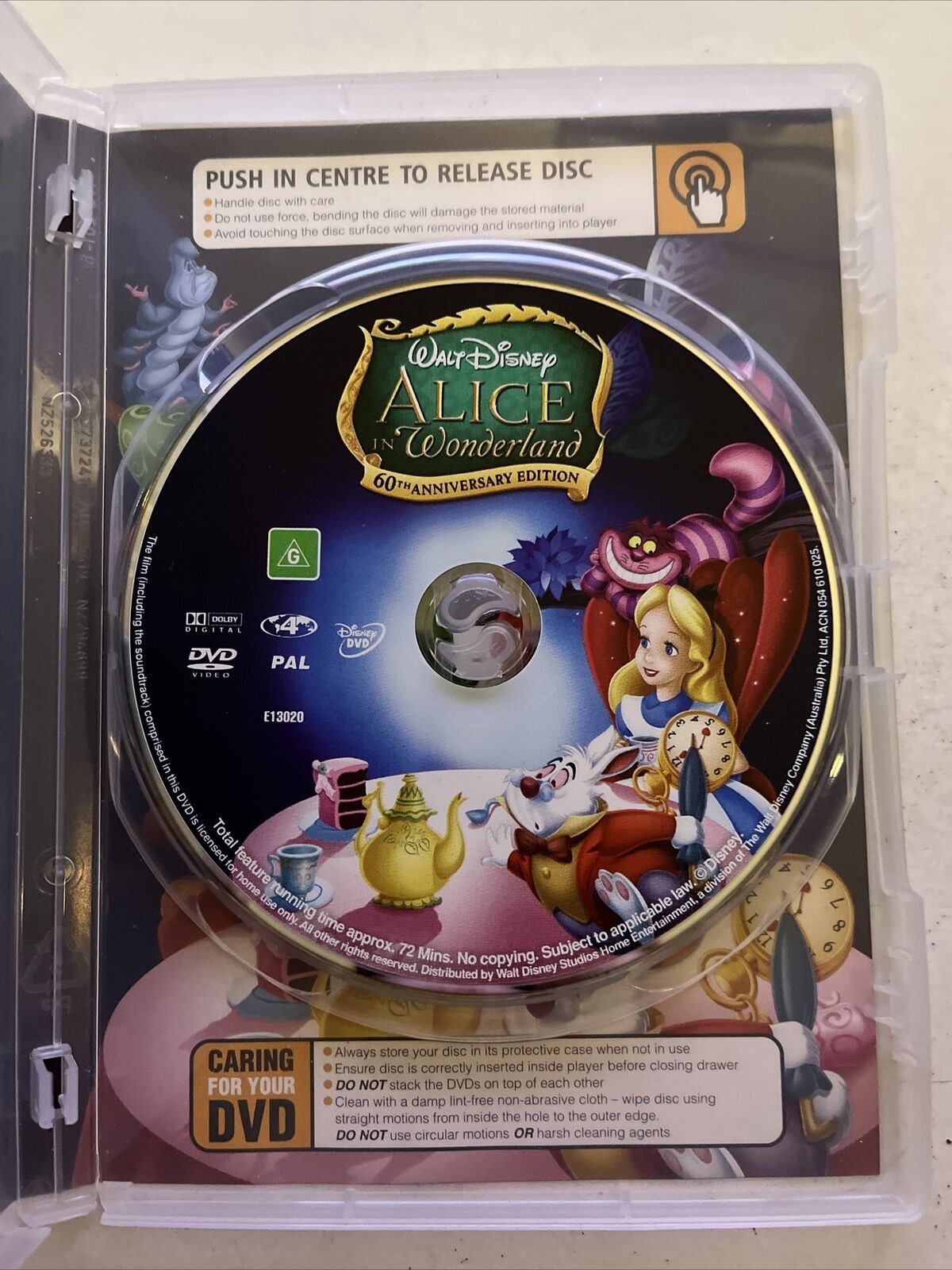 Alice In Wonderland - 60th Anniversary Edition (DVD, 1951) Disney Film. Region 4