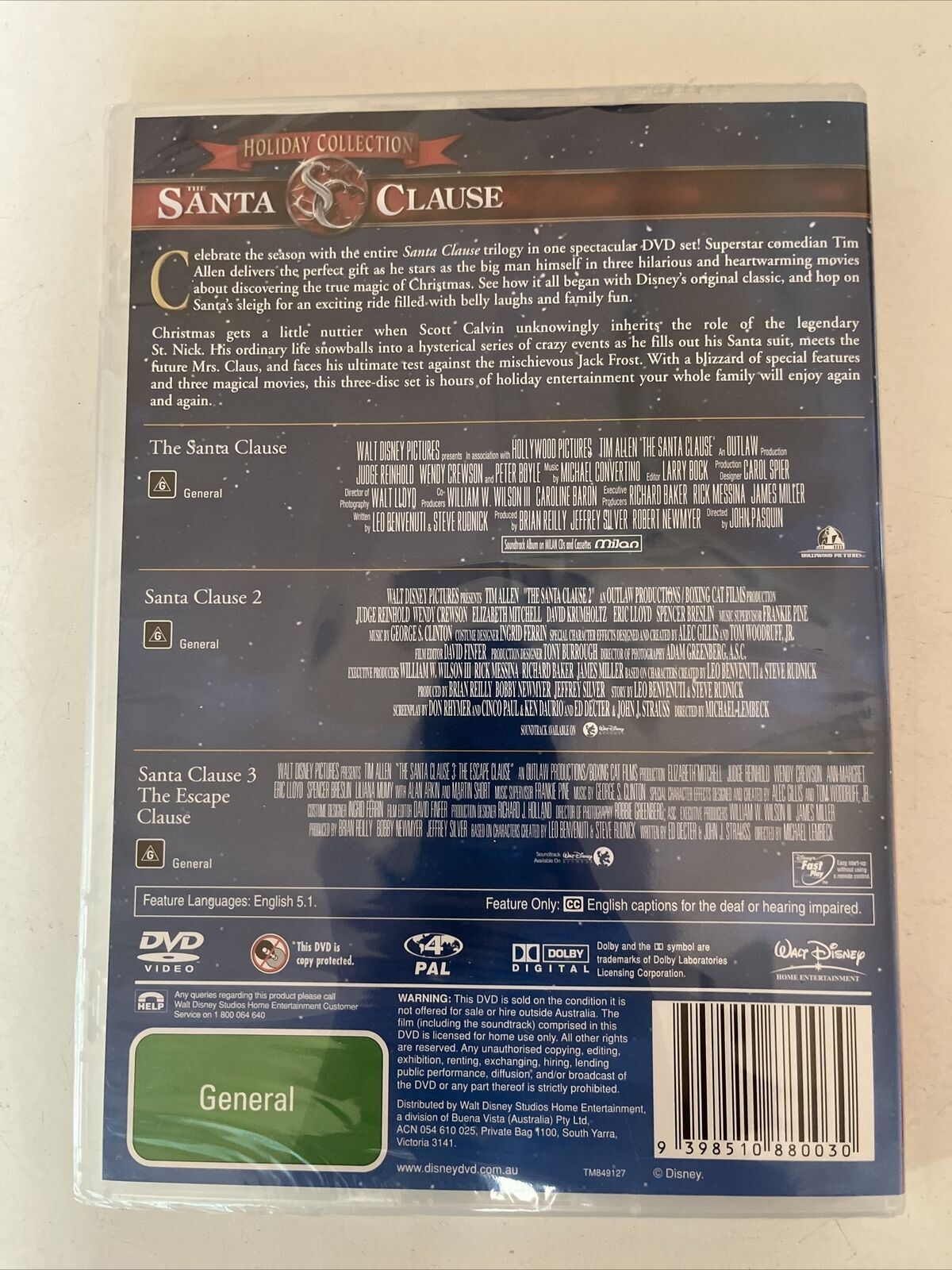 *New Sealed* The Santa Clause 1,2,3 Movie Collection (DVD) Disney. Region 4