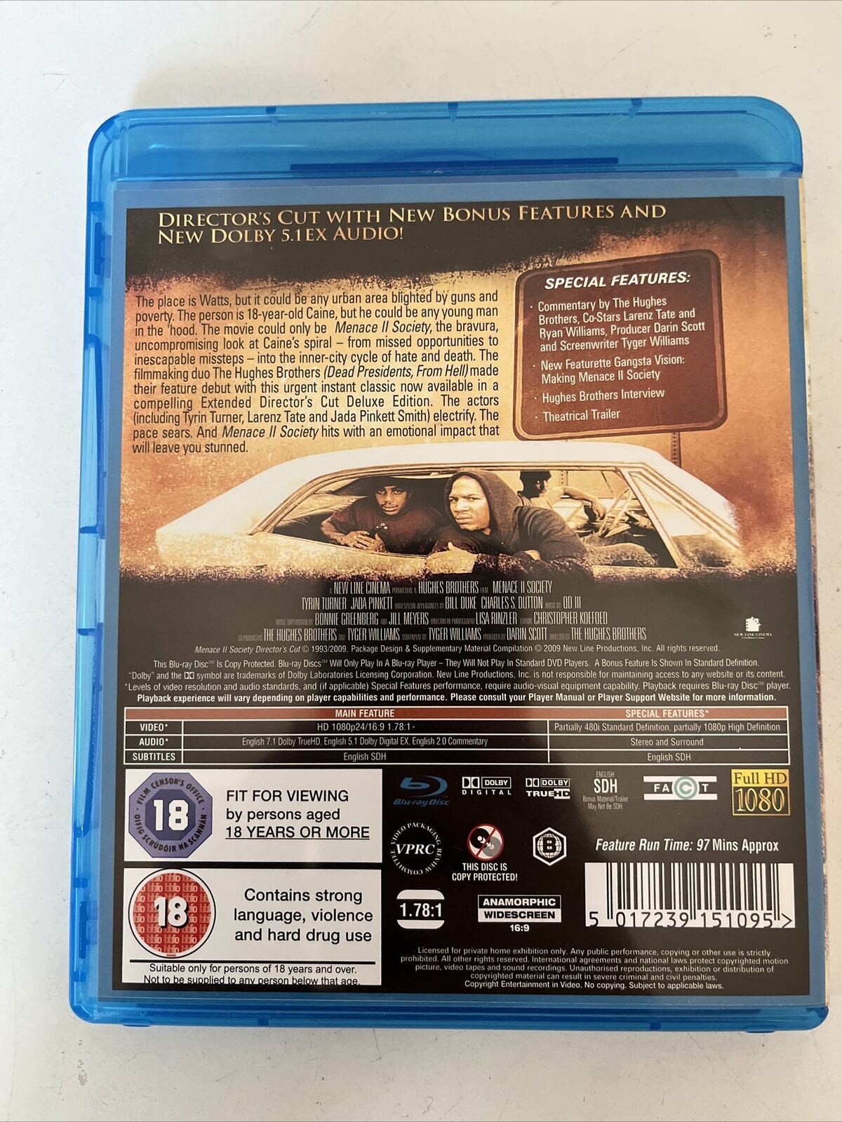 Menace II Society - Deluxe Edition (Blu-ray, 1993) Tyrin Turner. Region B
