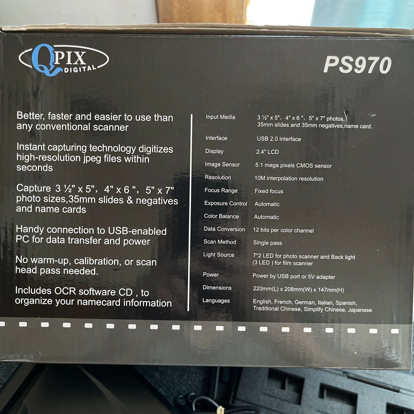 Qpix PS970H Photo, Film, Slides, Negative Film Scanner USB Powered with LCD