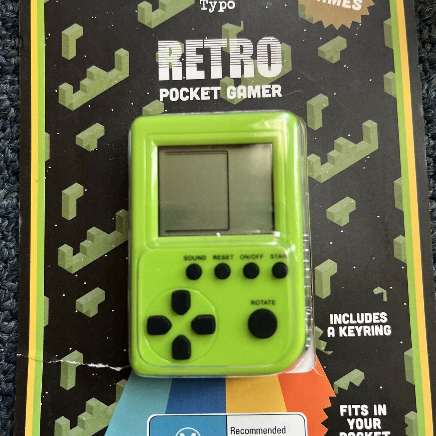 Typo Retro Pocket Gamer Keychain includes 10 Games
