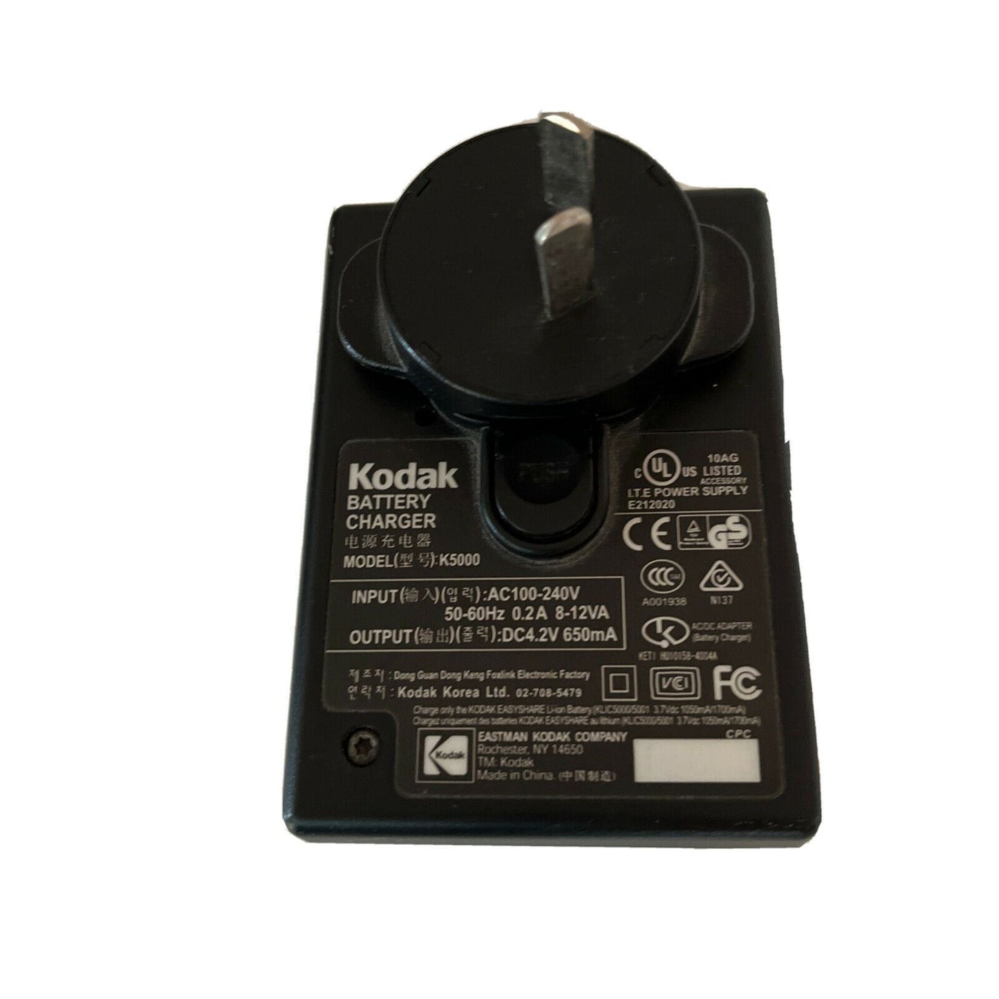 Genuine Kodak Li-ion Rapid Battery Charger K5000 for K-LIC-5000 or KLIC-5001