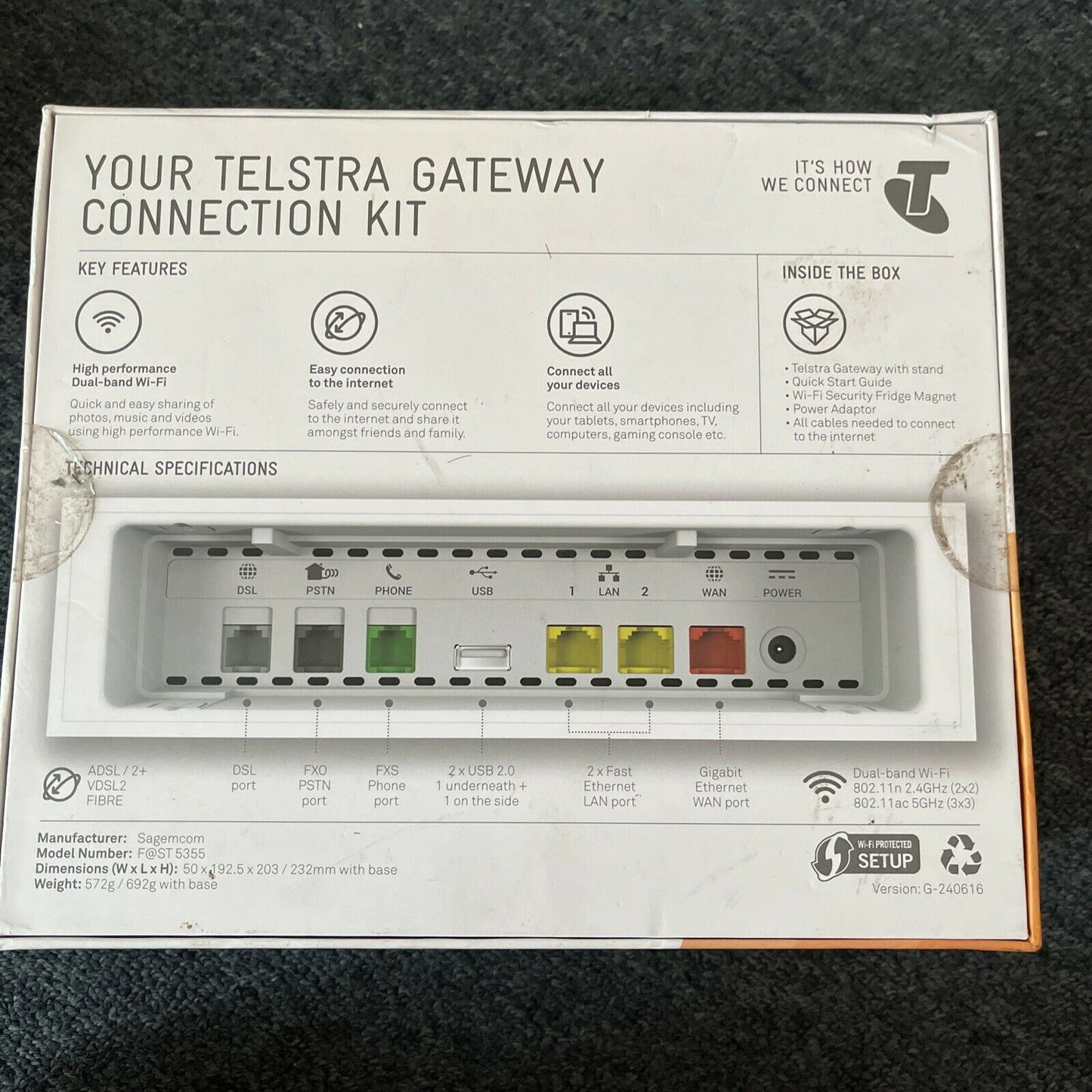 Telstra Gateway Connection Kit NBN Modem Sagemcom