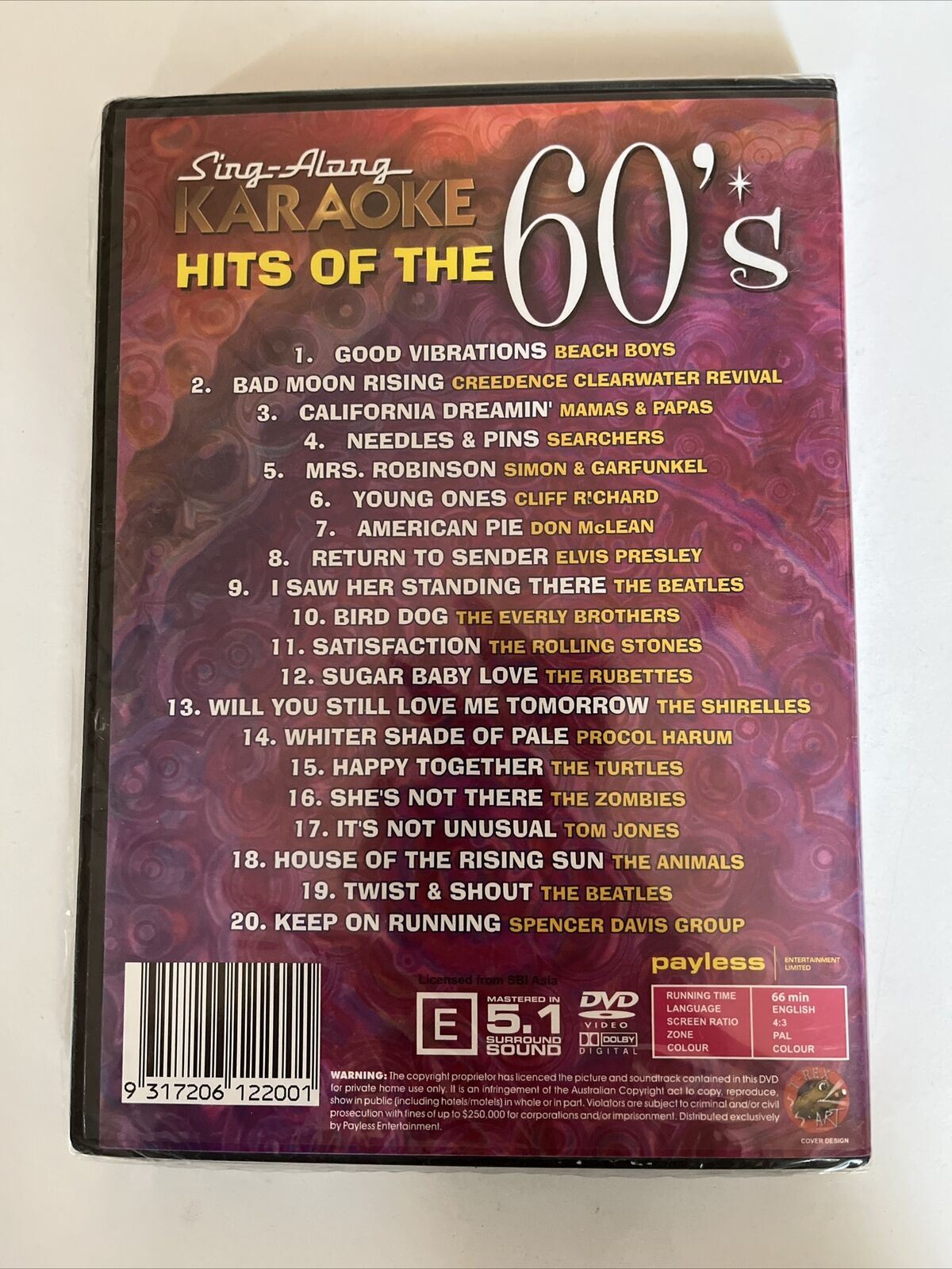 *New Sealed* Hits Of The 60's Sing-along Karaoke (DVD) All Regions