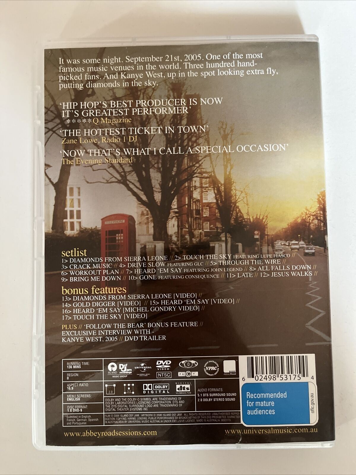 Kanye West Late Orchestration (DVD, 2006) All Regions