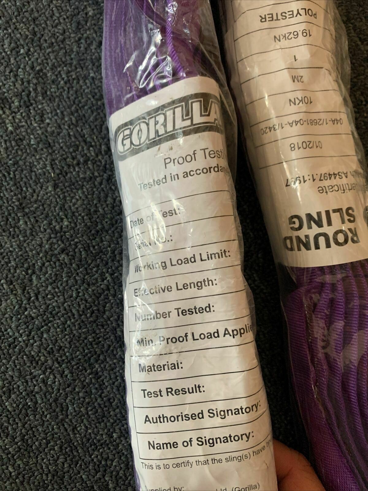 *New Sealed* 2x Gorilla Round Sling 1000kg 2 metres