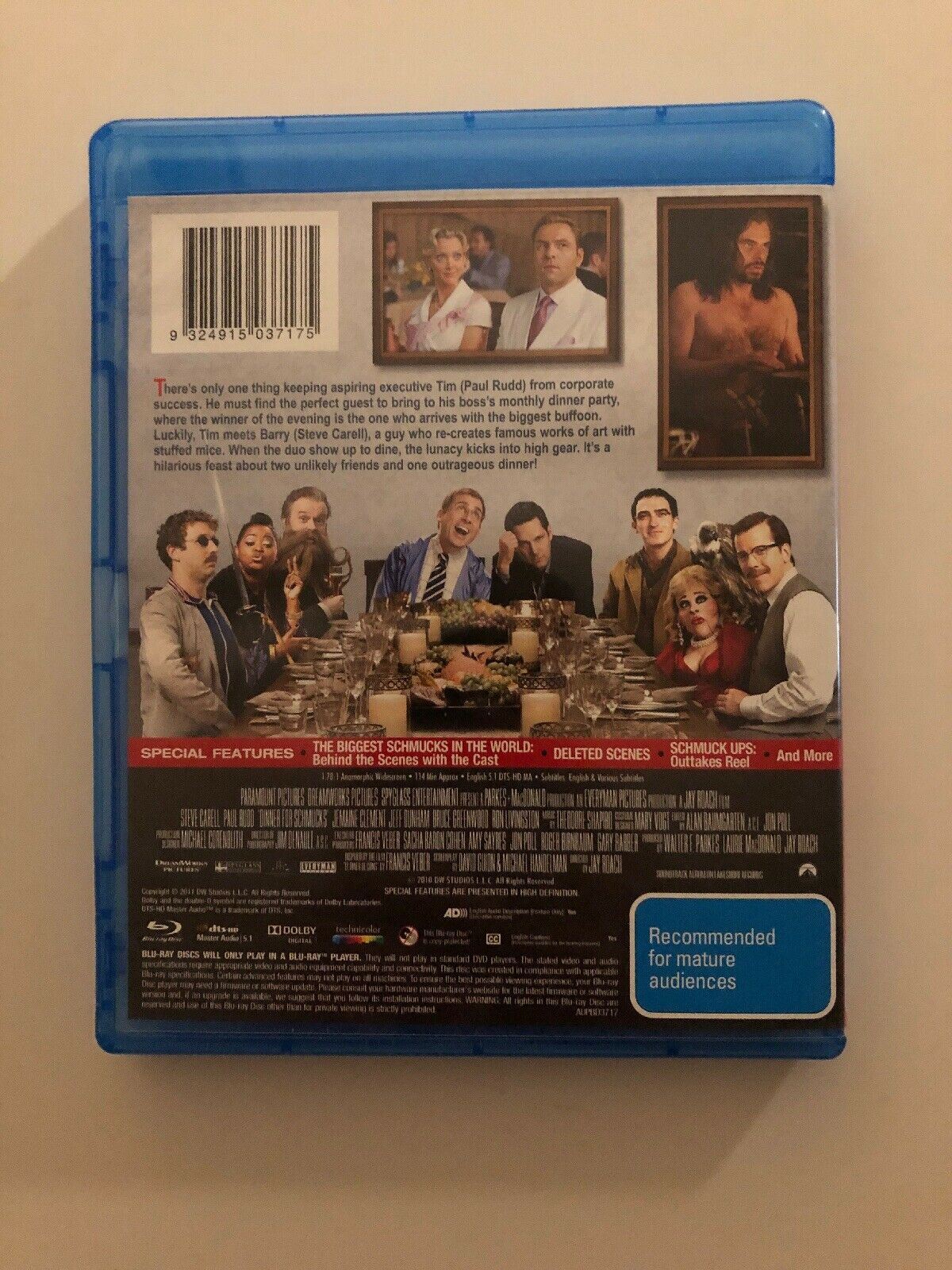 Dinner For Schmucks (Blu-ray, 2010) Steve Carell, Paul Rudd. Region B
