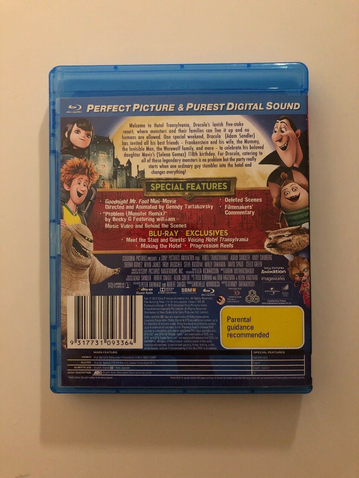 Hotel Transylvania (Blu-ray, 2012) Adam Sandler, Selena Gomez. Region B